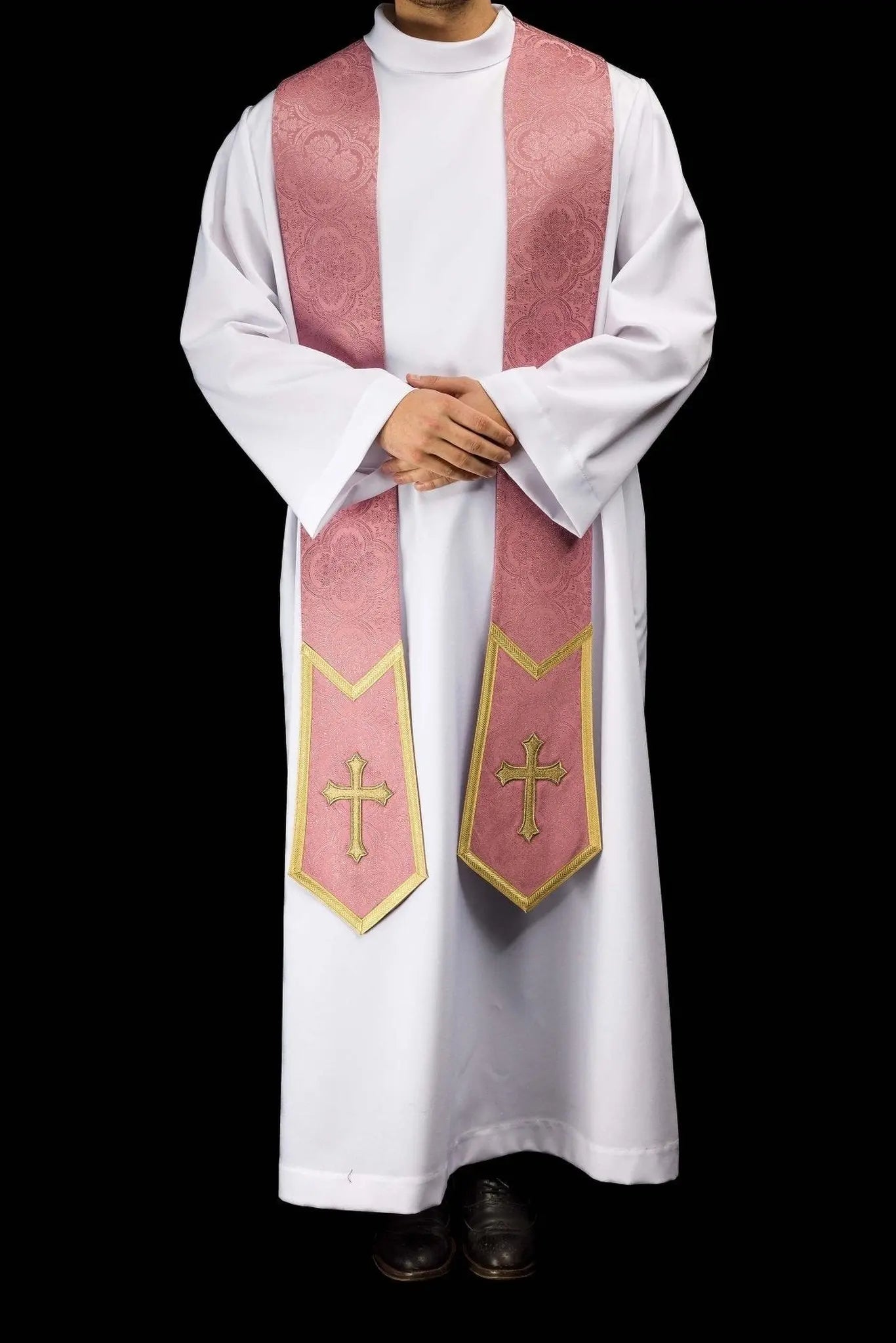 Rose Jacquard Stole with Embroidered Cross