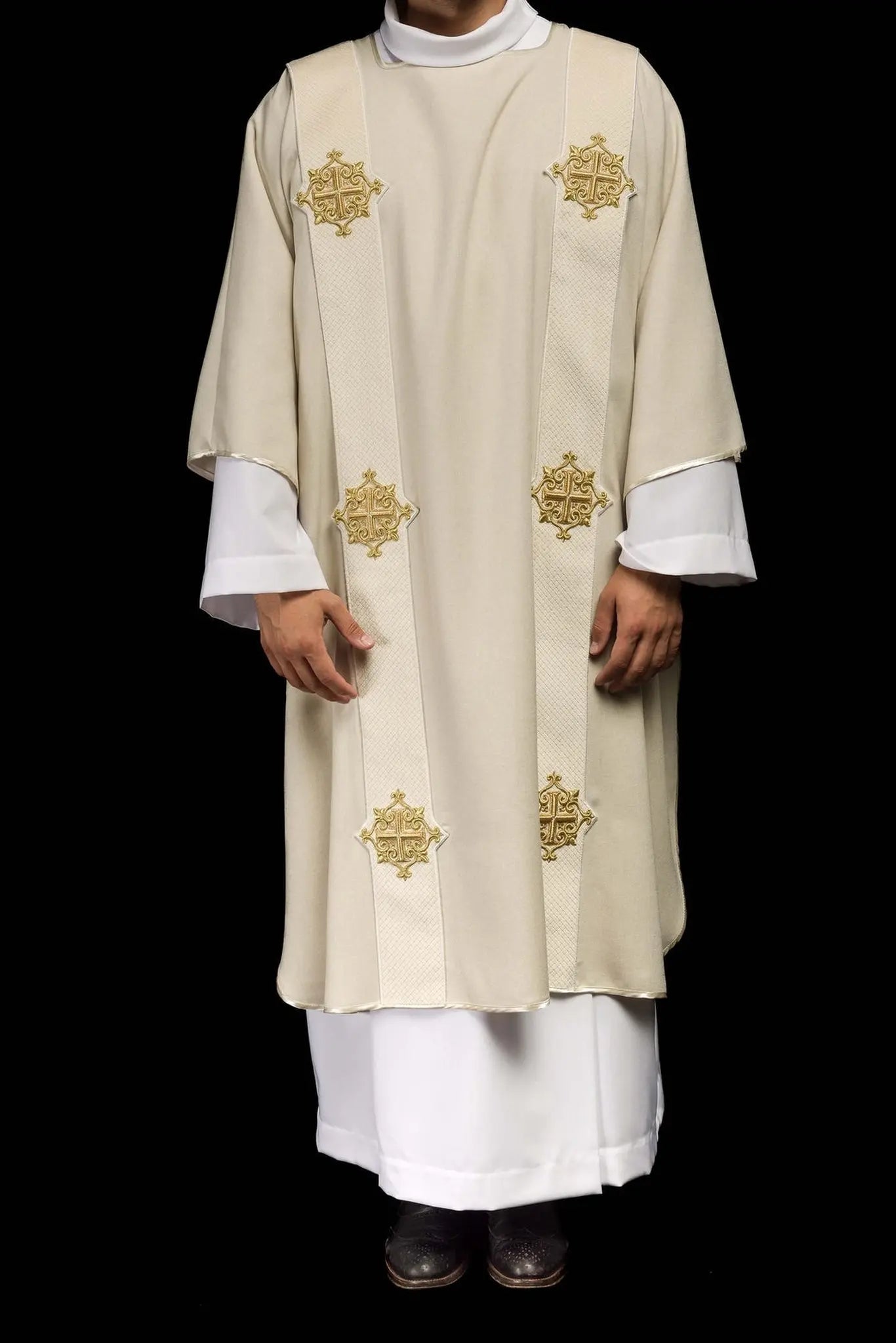 Ecru Dalmatic with Velvet Bands and Cross Symbols