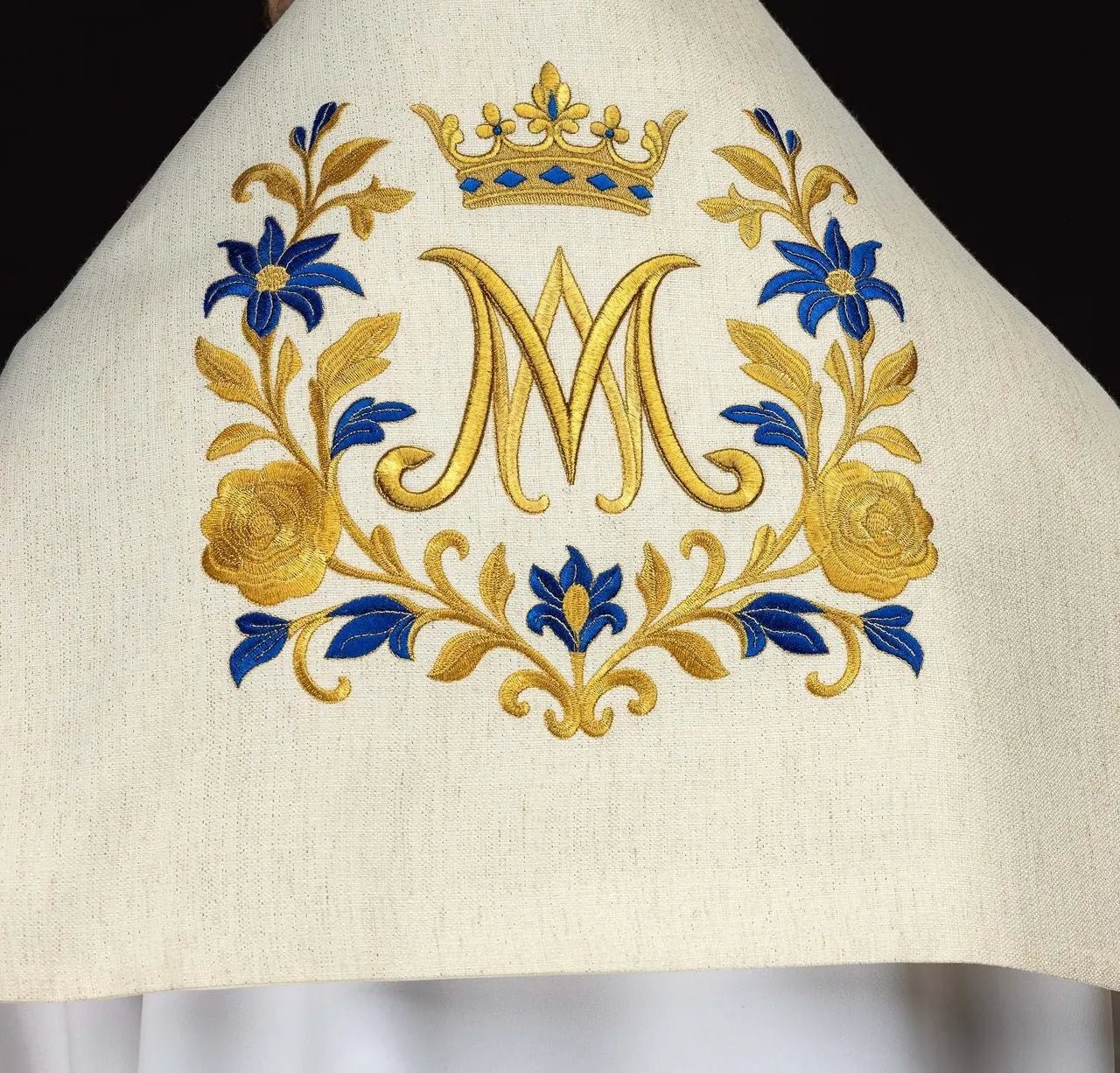 Ecru Humeral Veil with Marian Embroidery