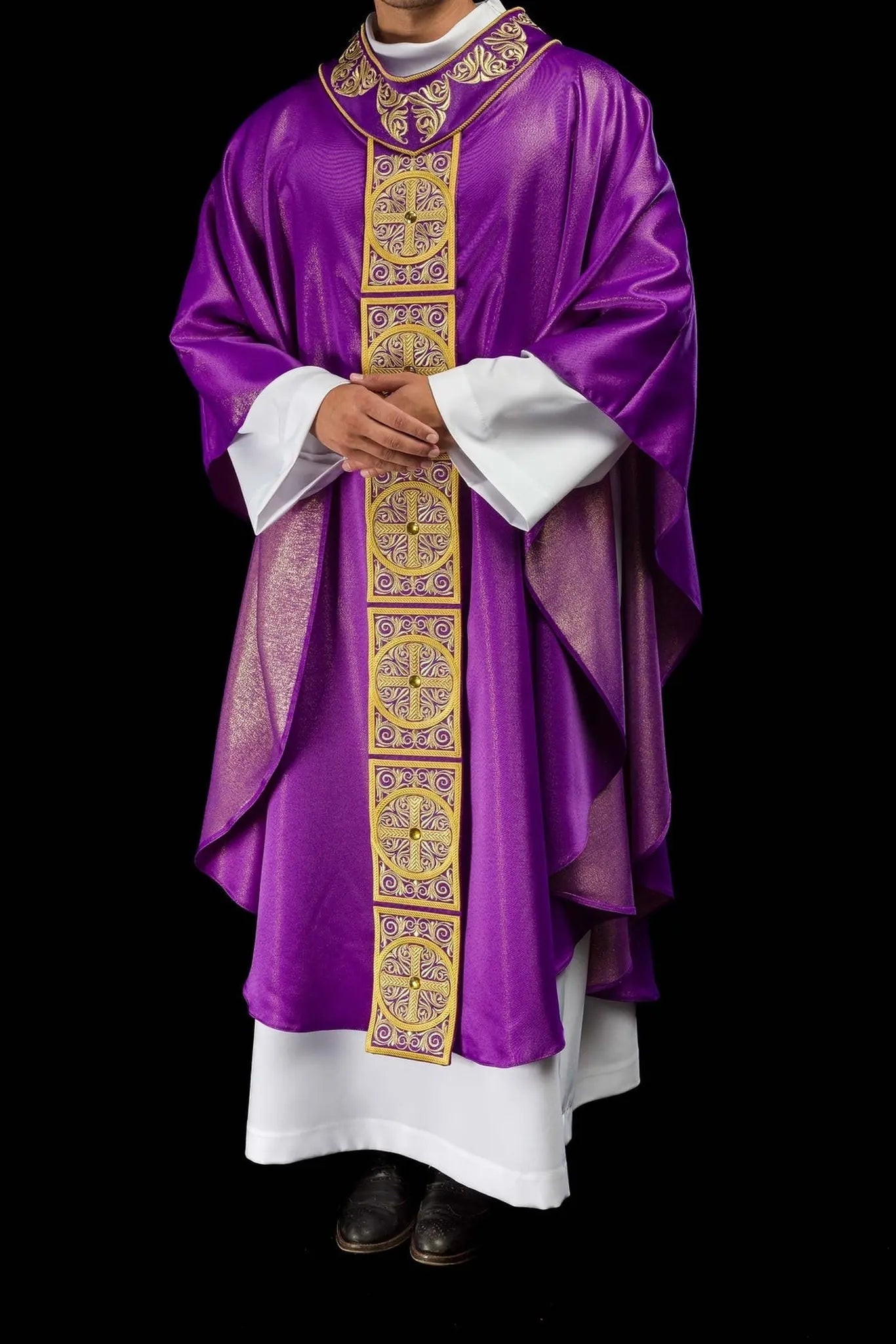 Purple Chasuble with Rich Embroidery and Decorative Stones