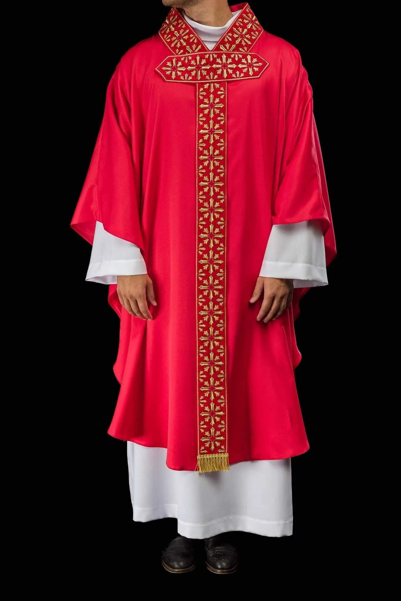 Chasuble with brilliant red embroidery