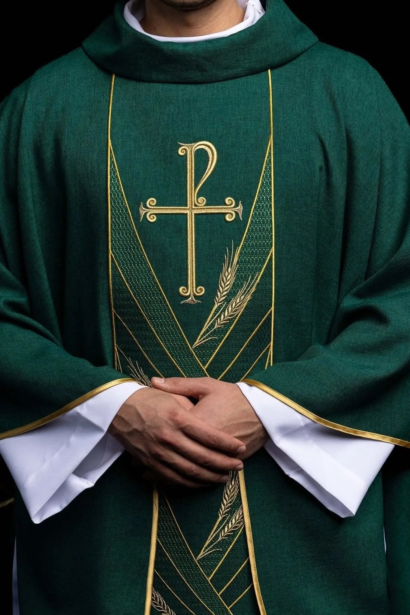 Green Chasuble with Embroidered PAX Band