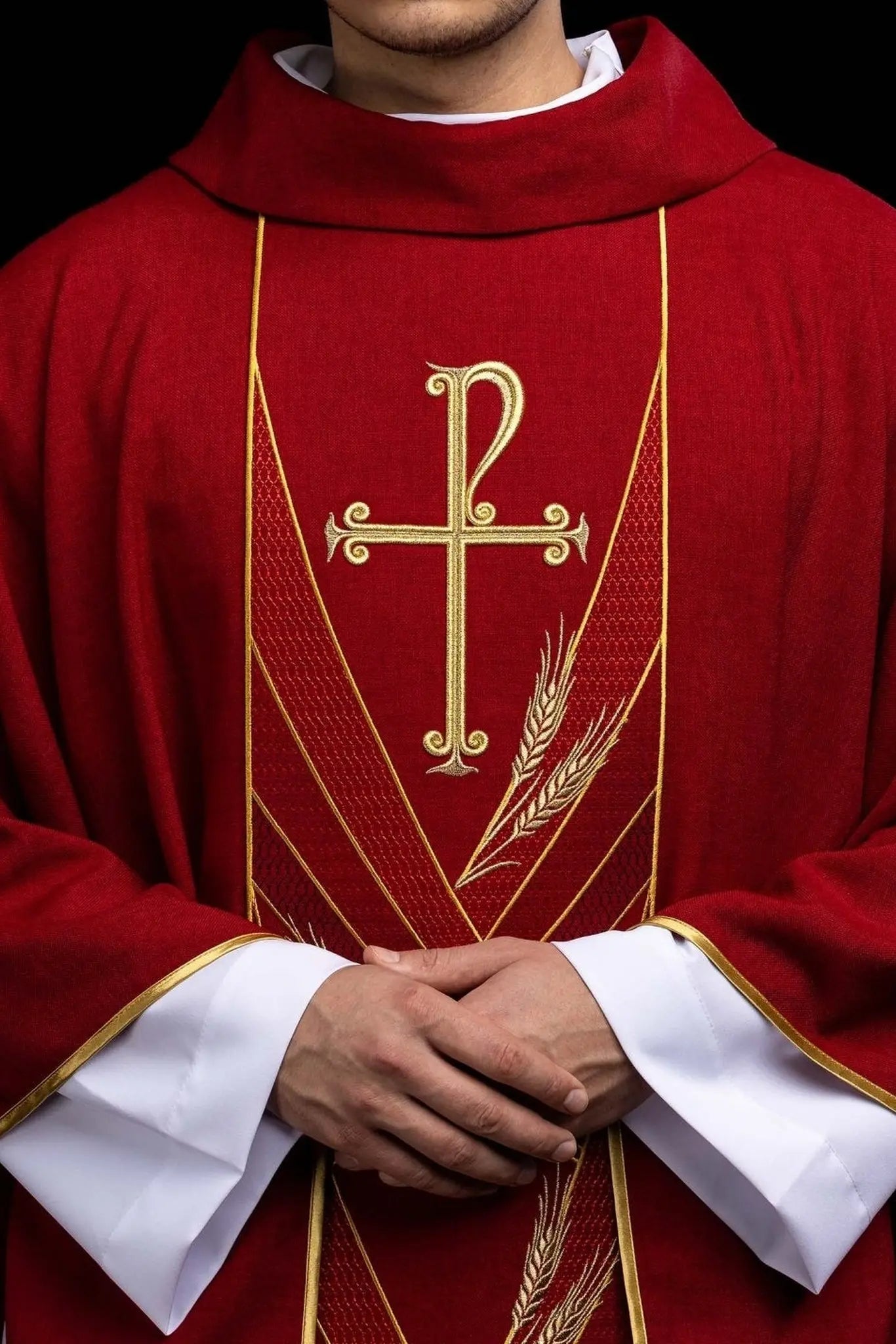 Red Chasuble with Embroidered PAX Band