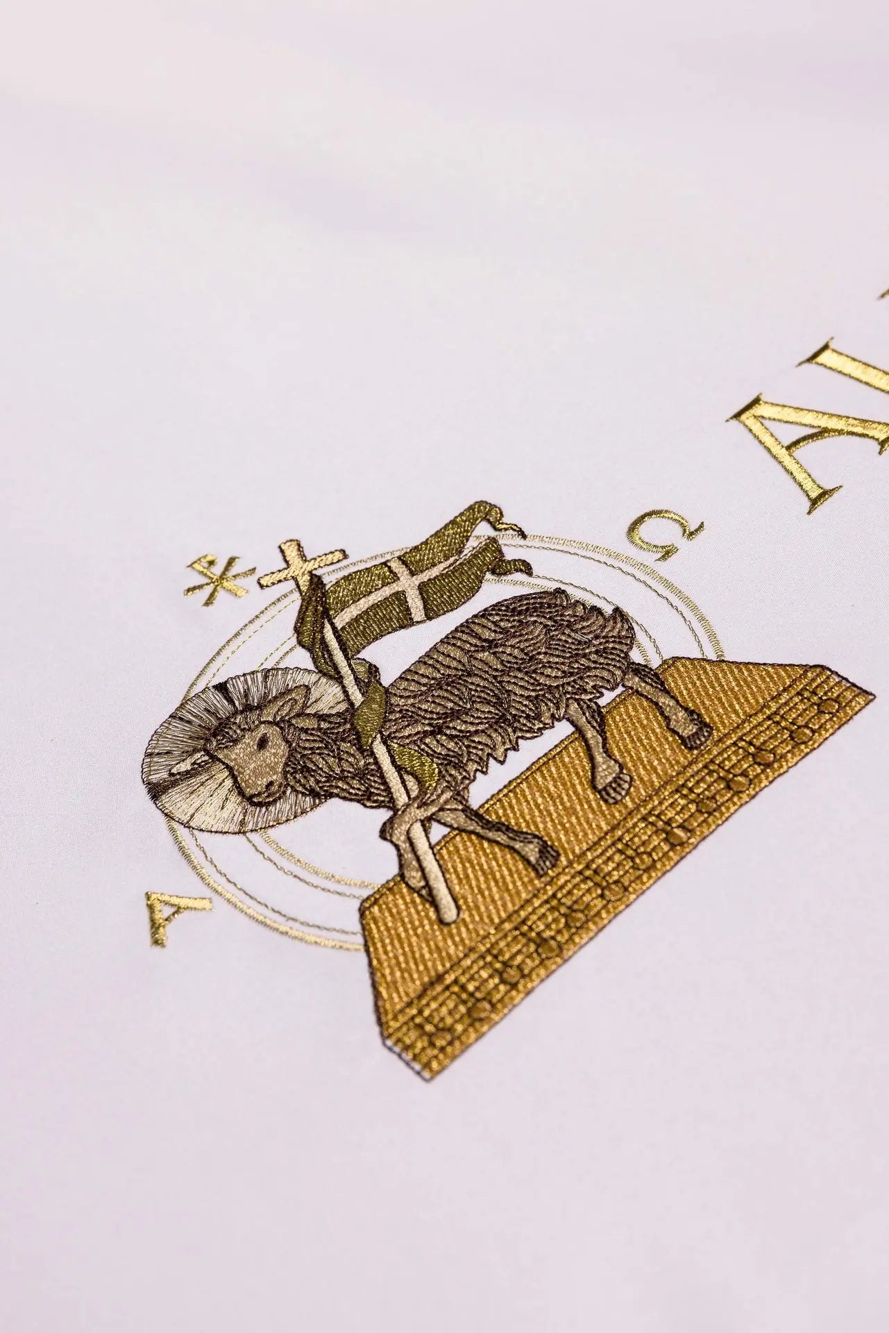 Easter Altar Cloth with Paschal Lamb and Alleluia Embroidery