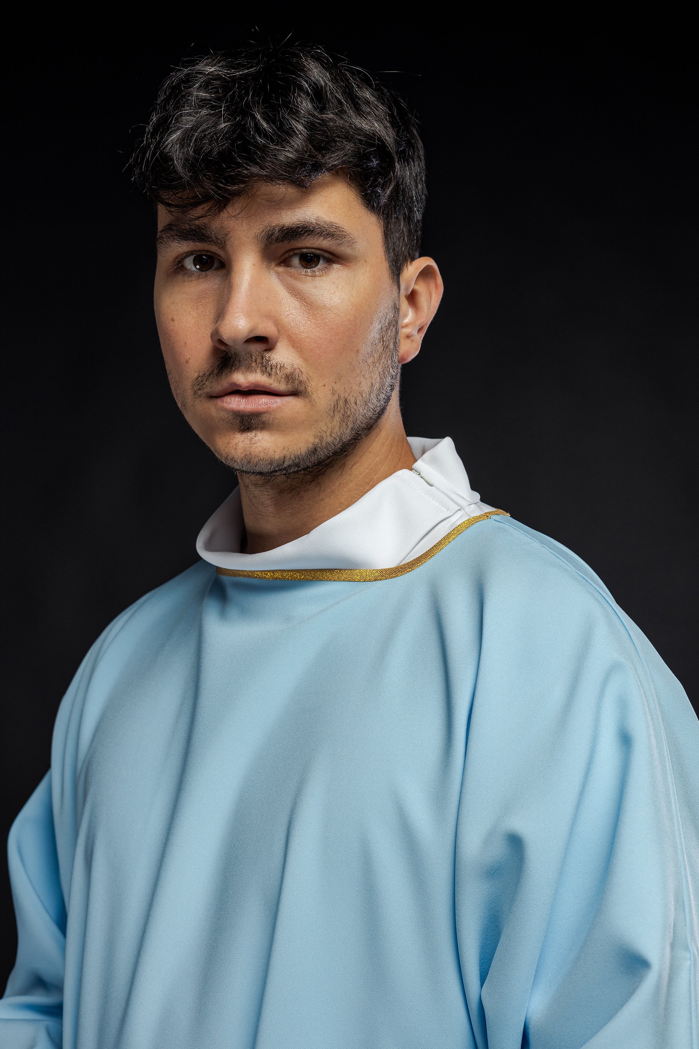 Smooth dalmatics with gold trim blue