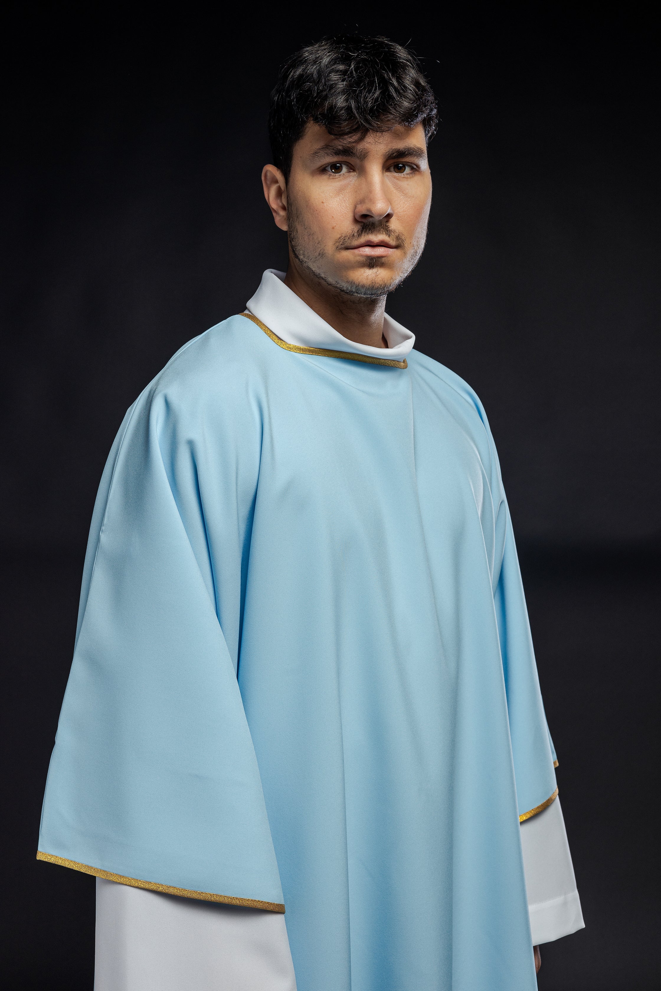 Smooth dalmatics with gold trim blue