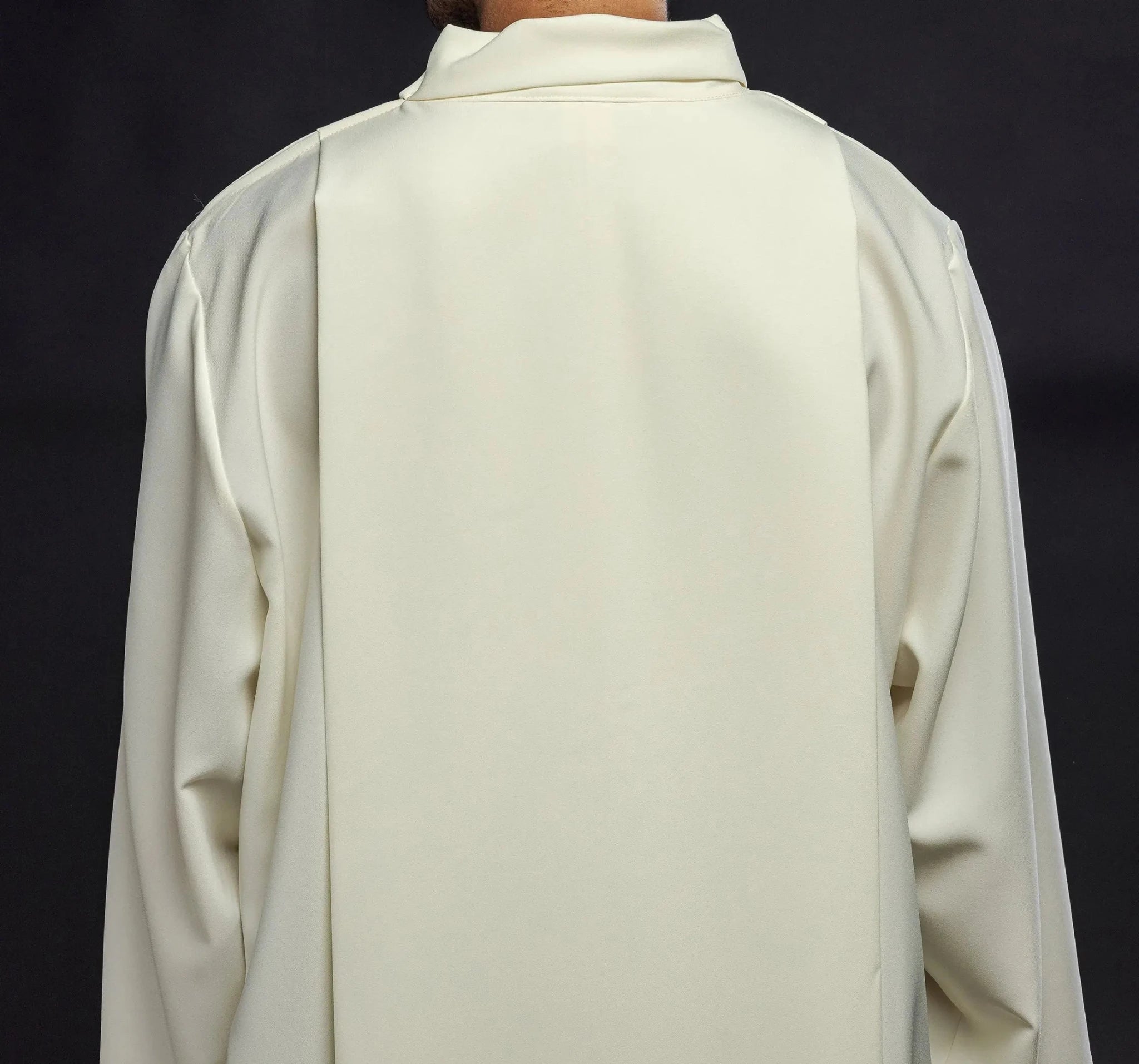 Turtleneck priest's robe decorated with ecru embroidery