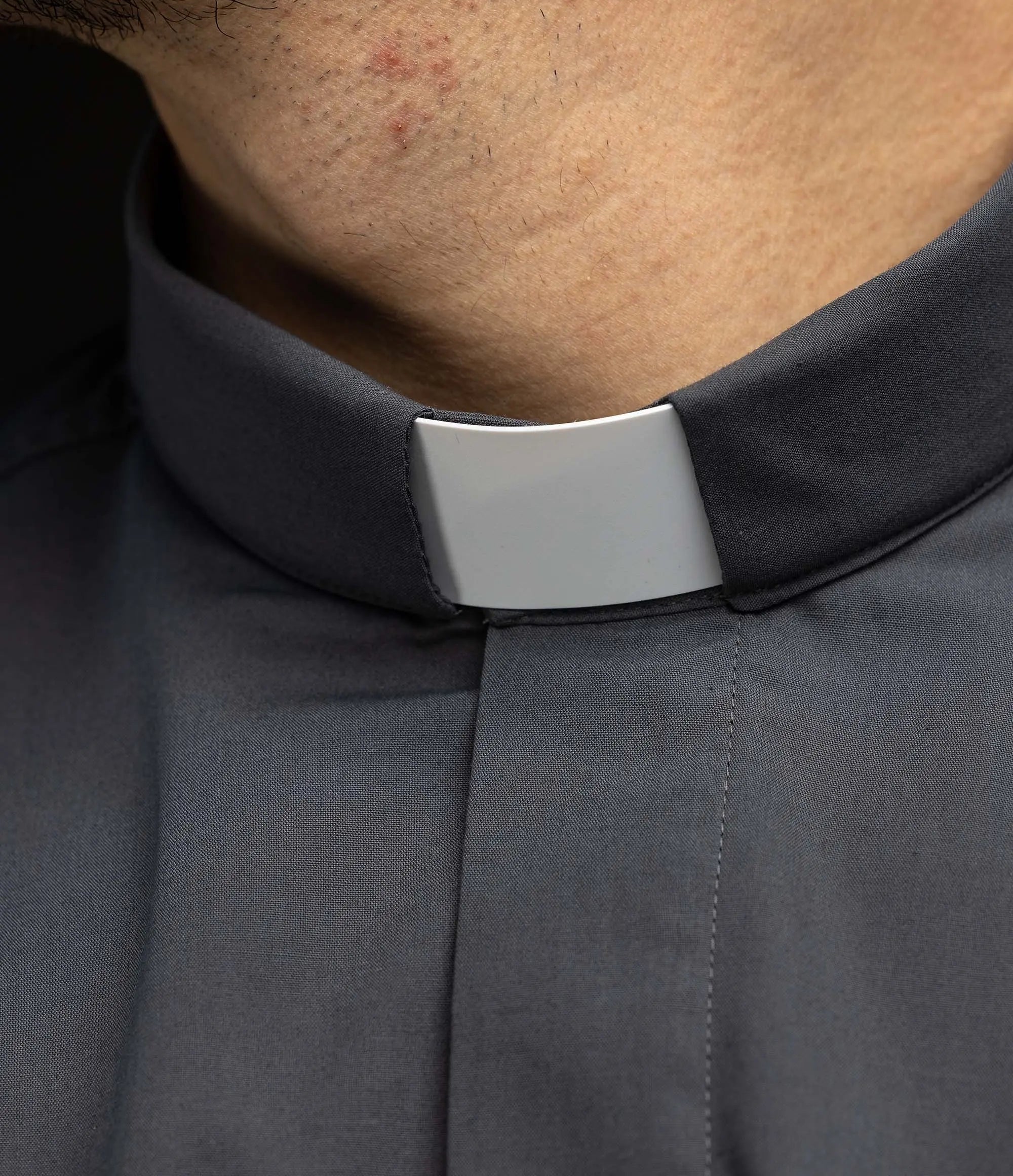 Clergy Shirt Dark Gray Long Sleeve with Collar Tab