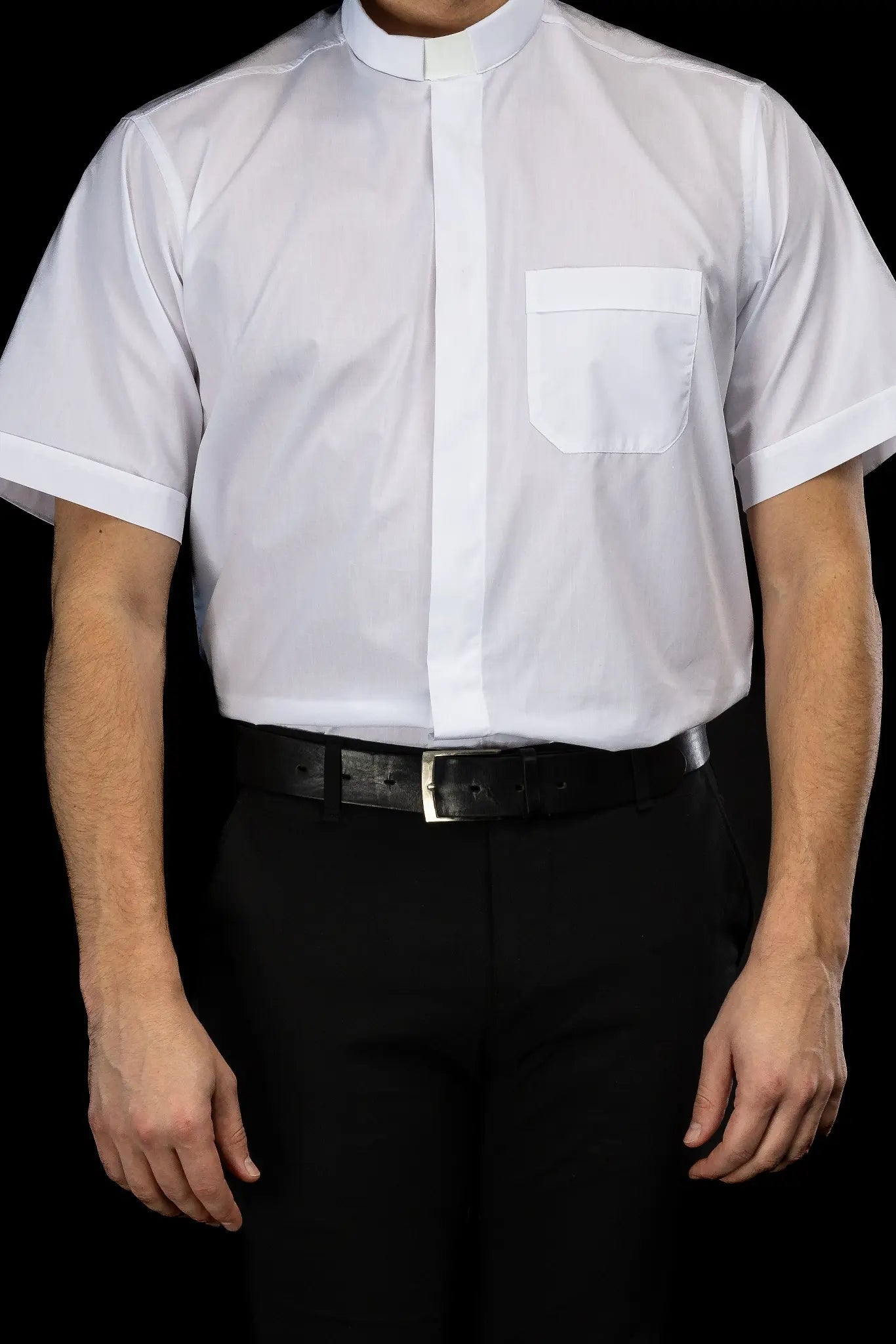 Clergy Shirt White Short Sleeve with Collar Tab