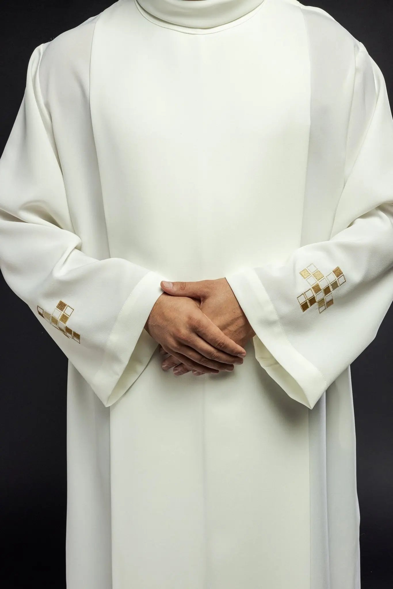 Alba with embroidered mosaic Crosses ecru