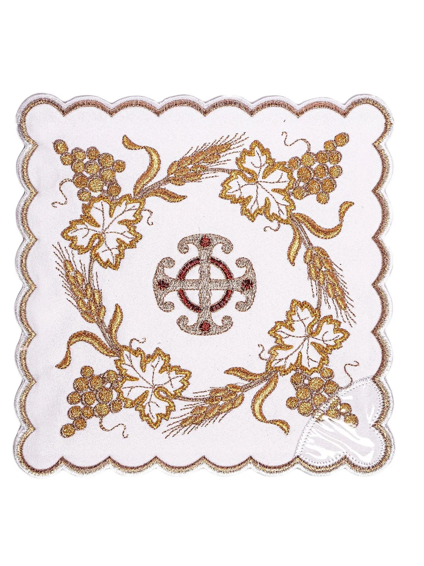 Richly embroidered chalice linen