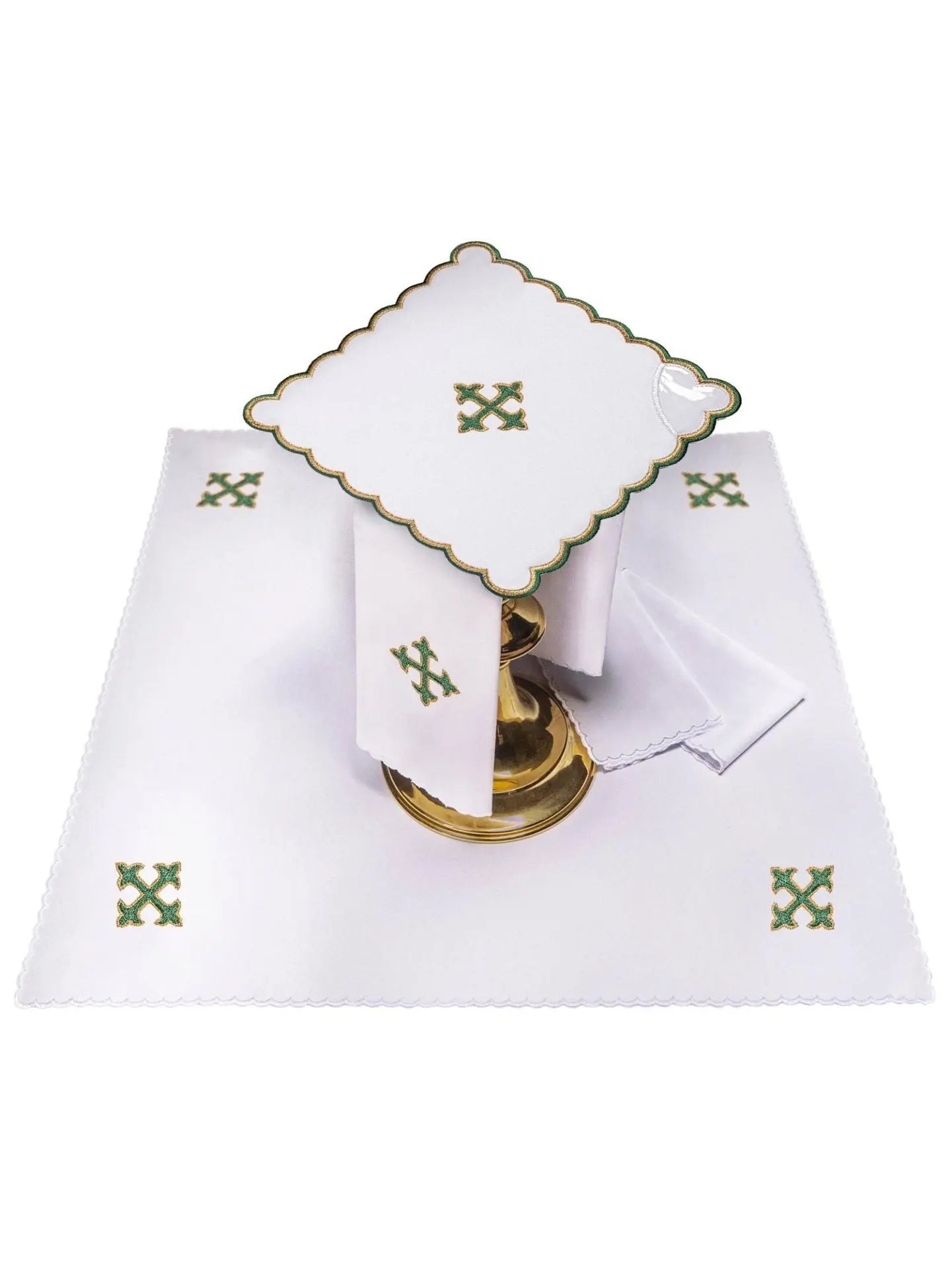 Chalice linen embroidered green cross