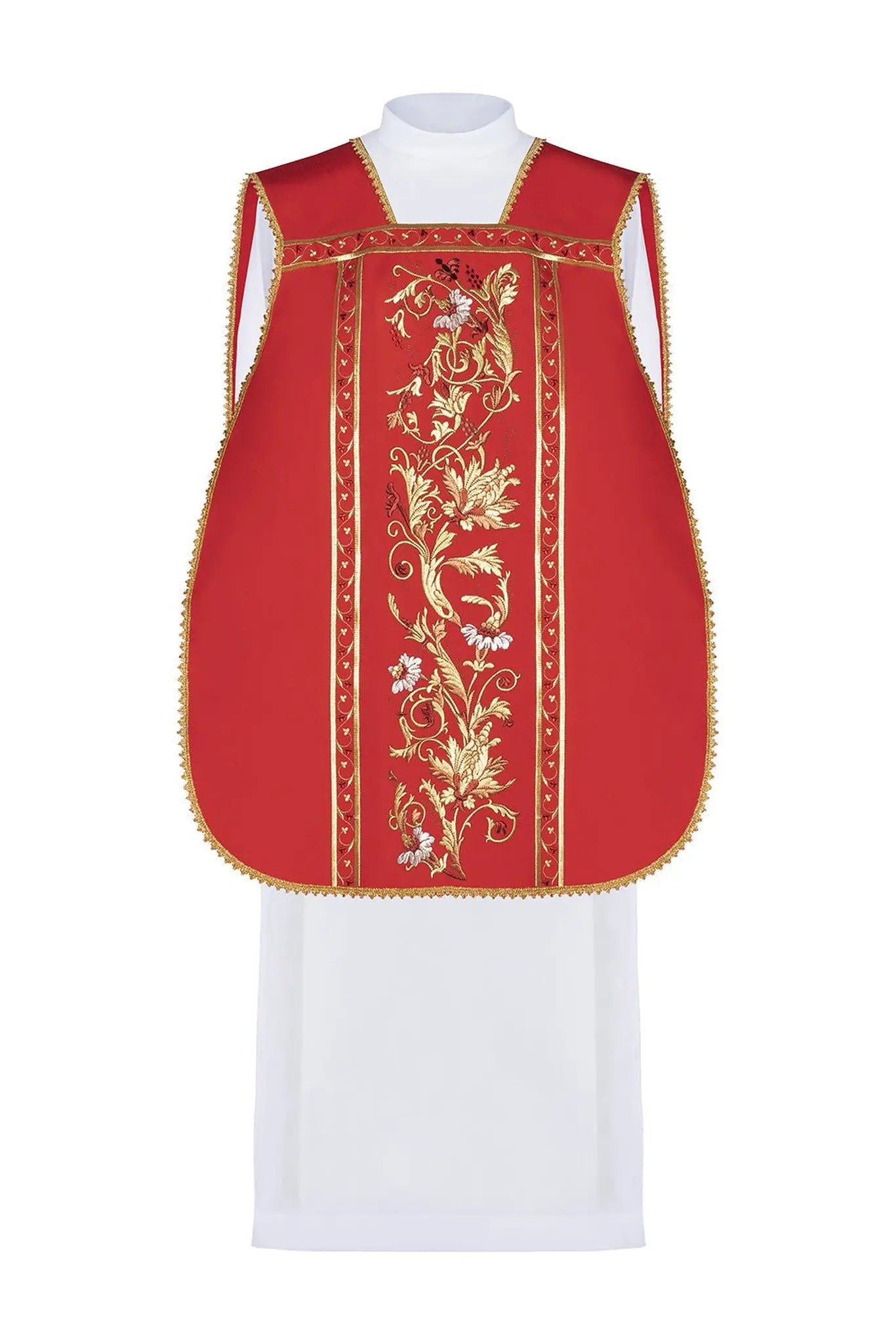 Red Roman chasuble embroidered with the motif of the Heart of Jesus Christ
