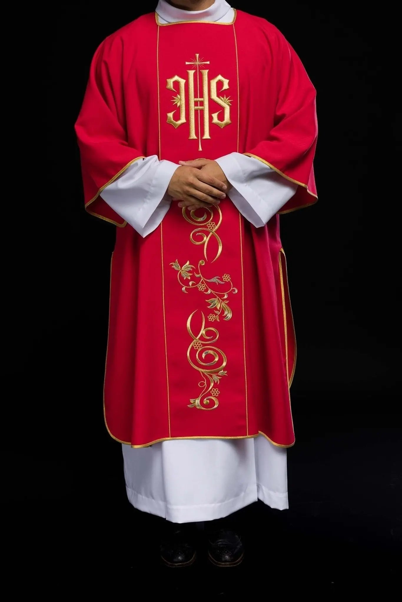 Red Dalmatic with Embroidered IHS Band