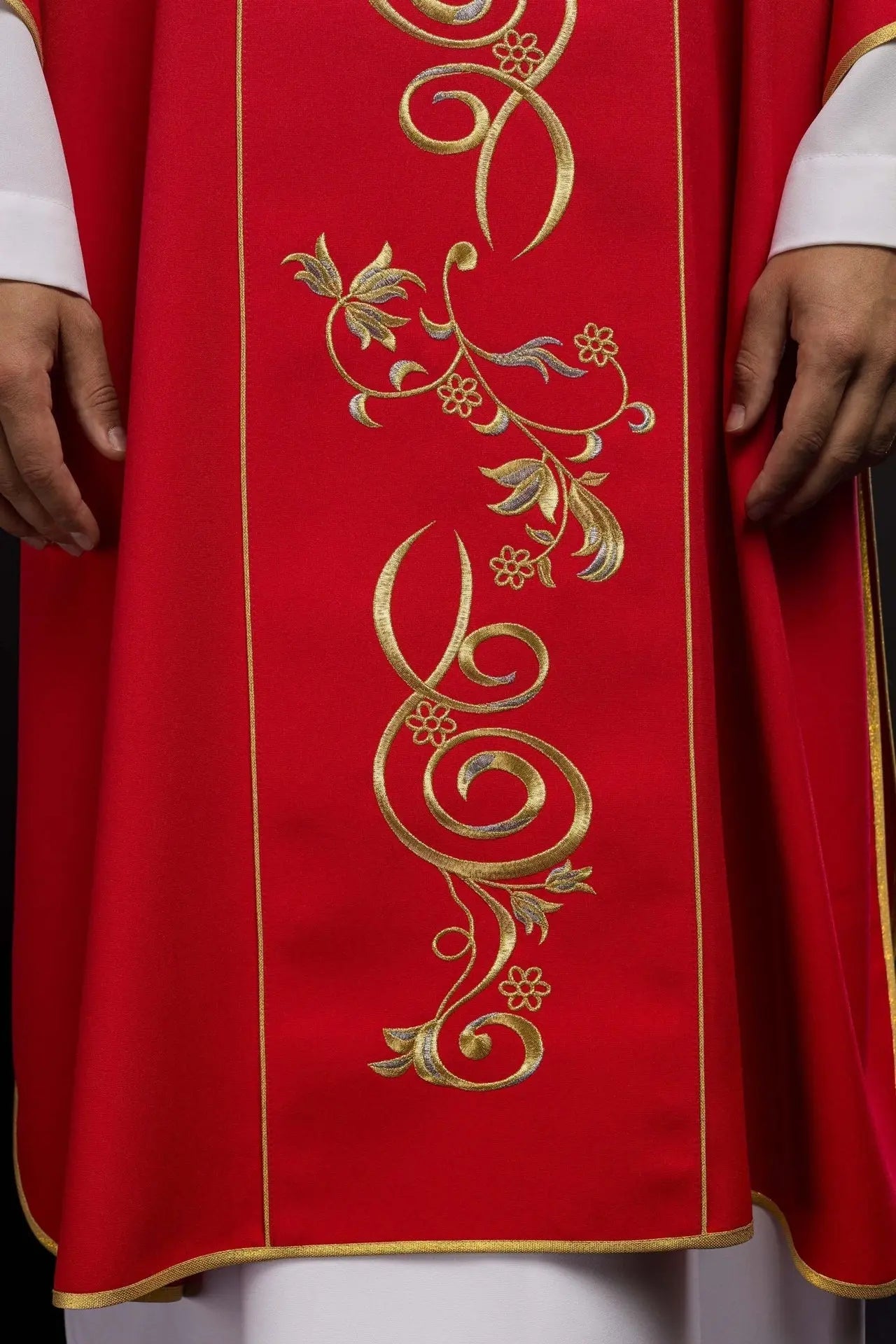 Red Dalmatic with Embroidered IHS Band