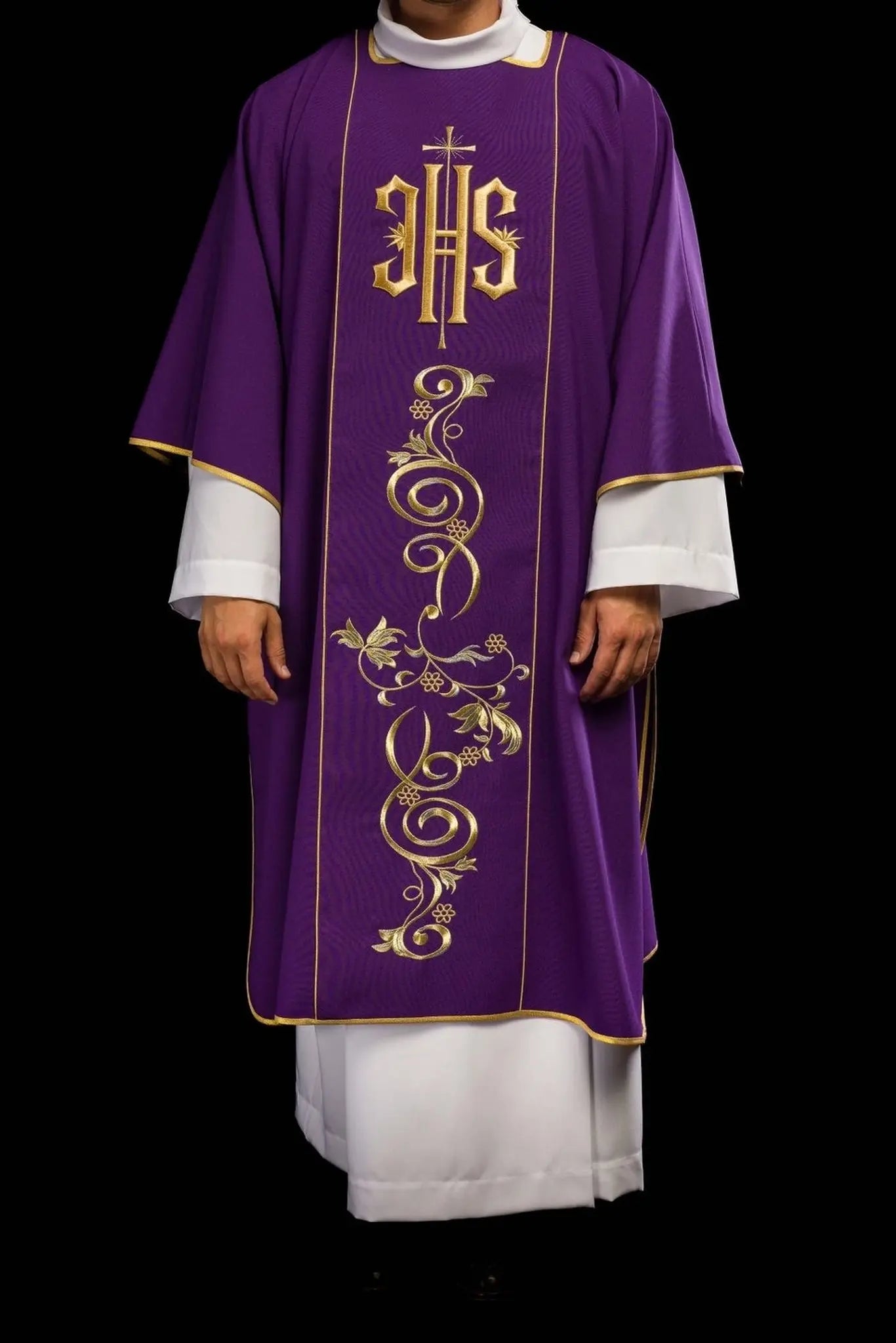 Purple Dalmatic with Embroidered IHS Band