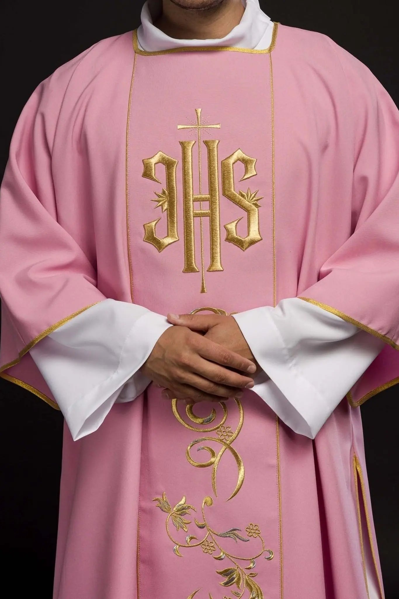 Pink Dalmatic with Embroidered IHS Band