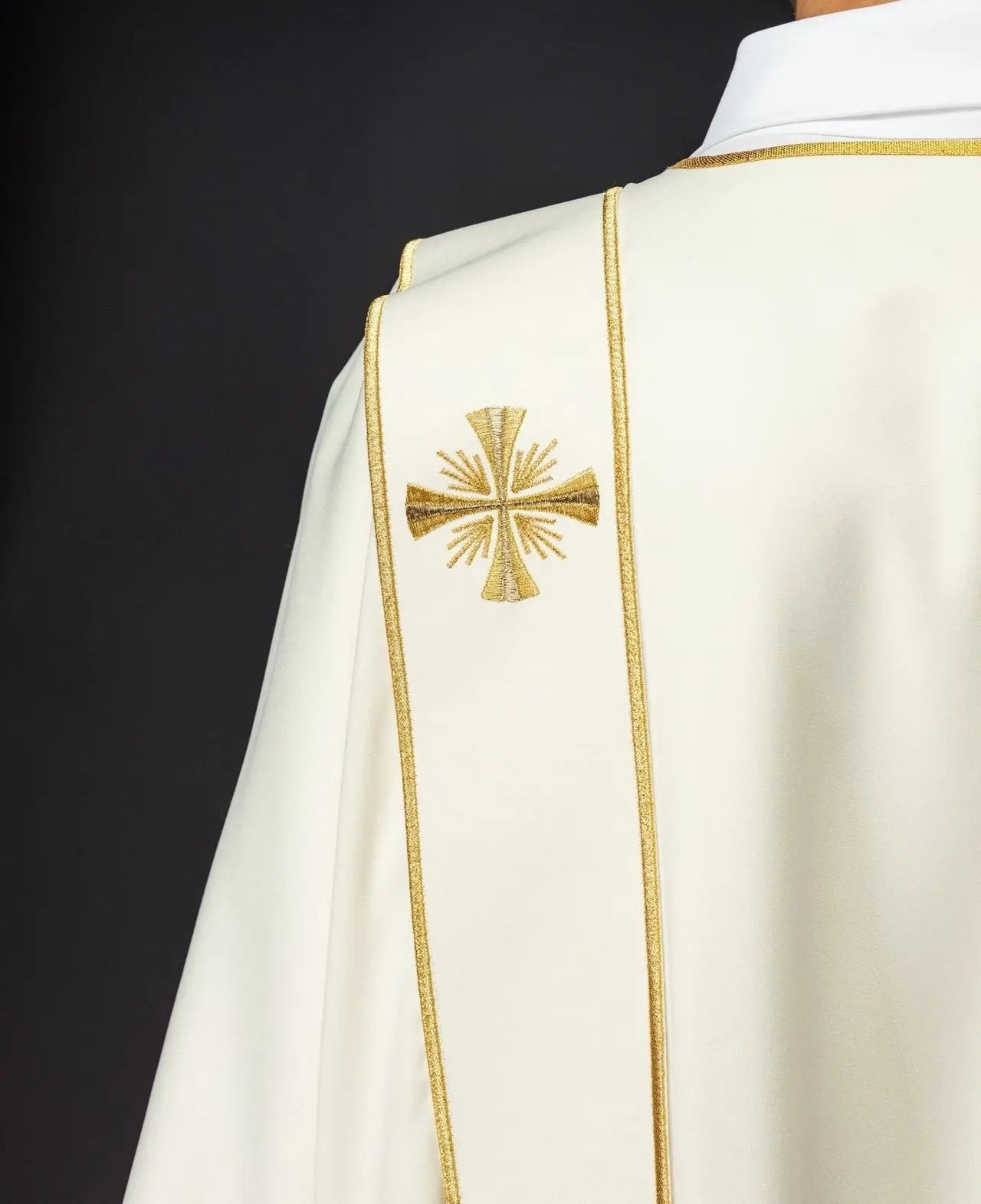 Dalmatic with Bands and Embroidered Golden Crosses in Ecru