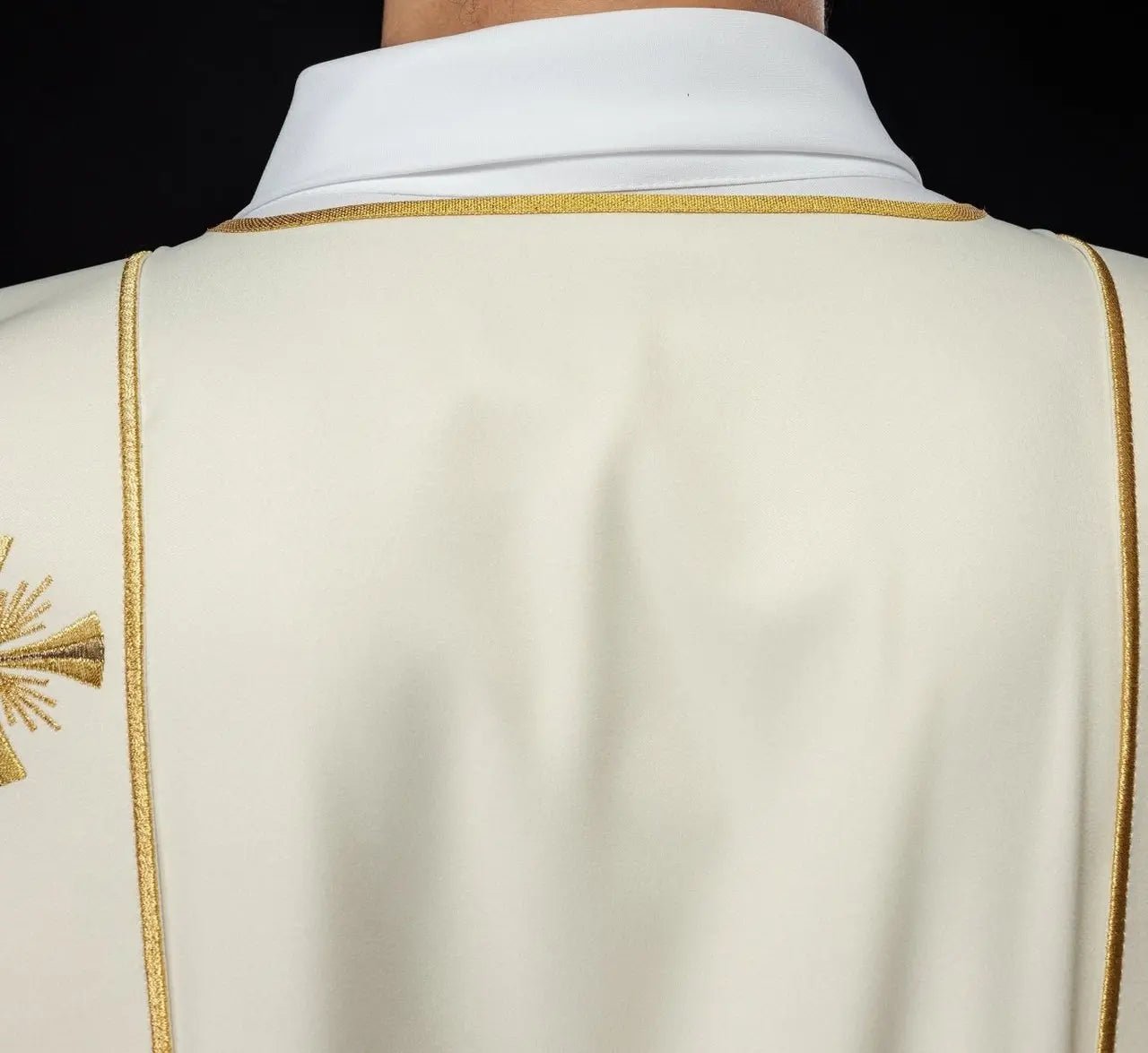 Dalmatic with Bands and Embroidered Golden Crosses in Ecru