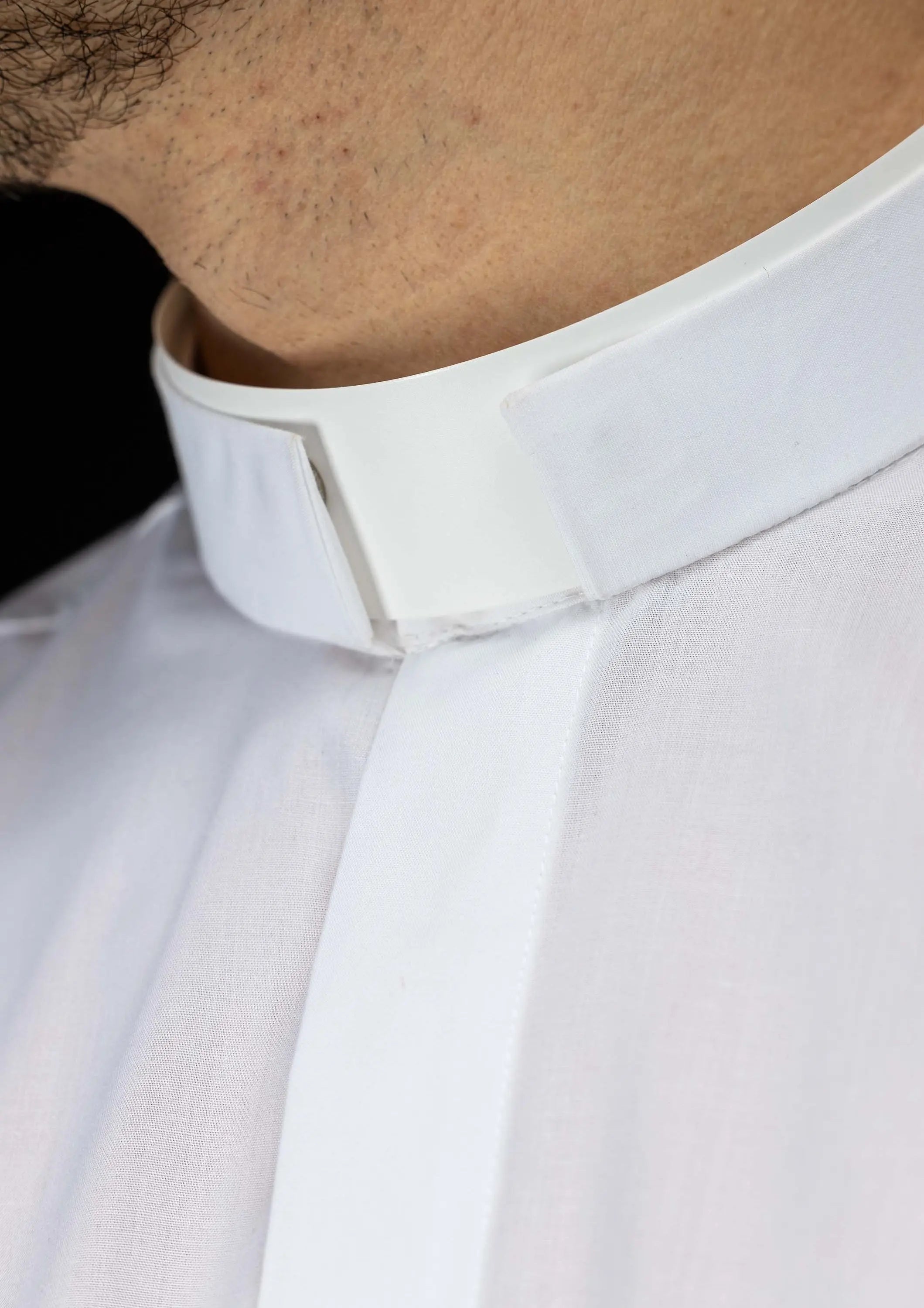 Roman Clergy Shirt White Long Sleeve with Collar Tab