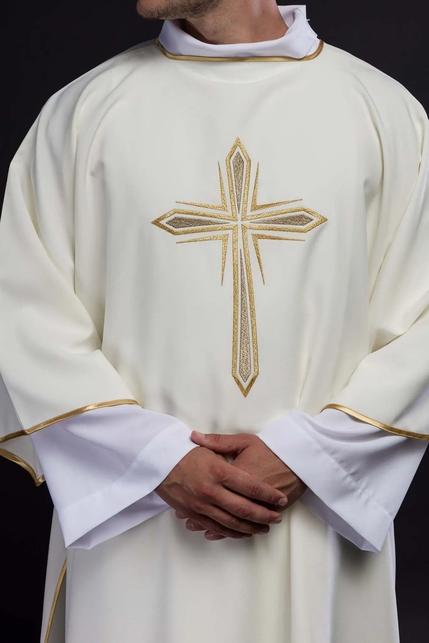 Ecru Dalmatic with Embroidered Gold Cross
