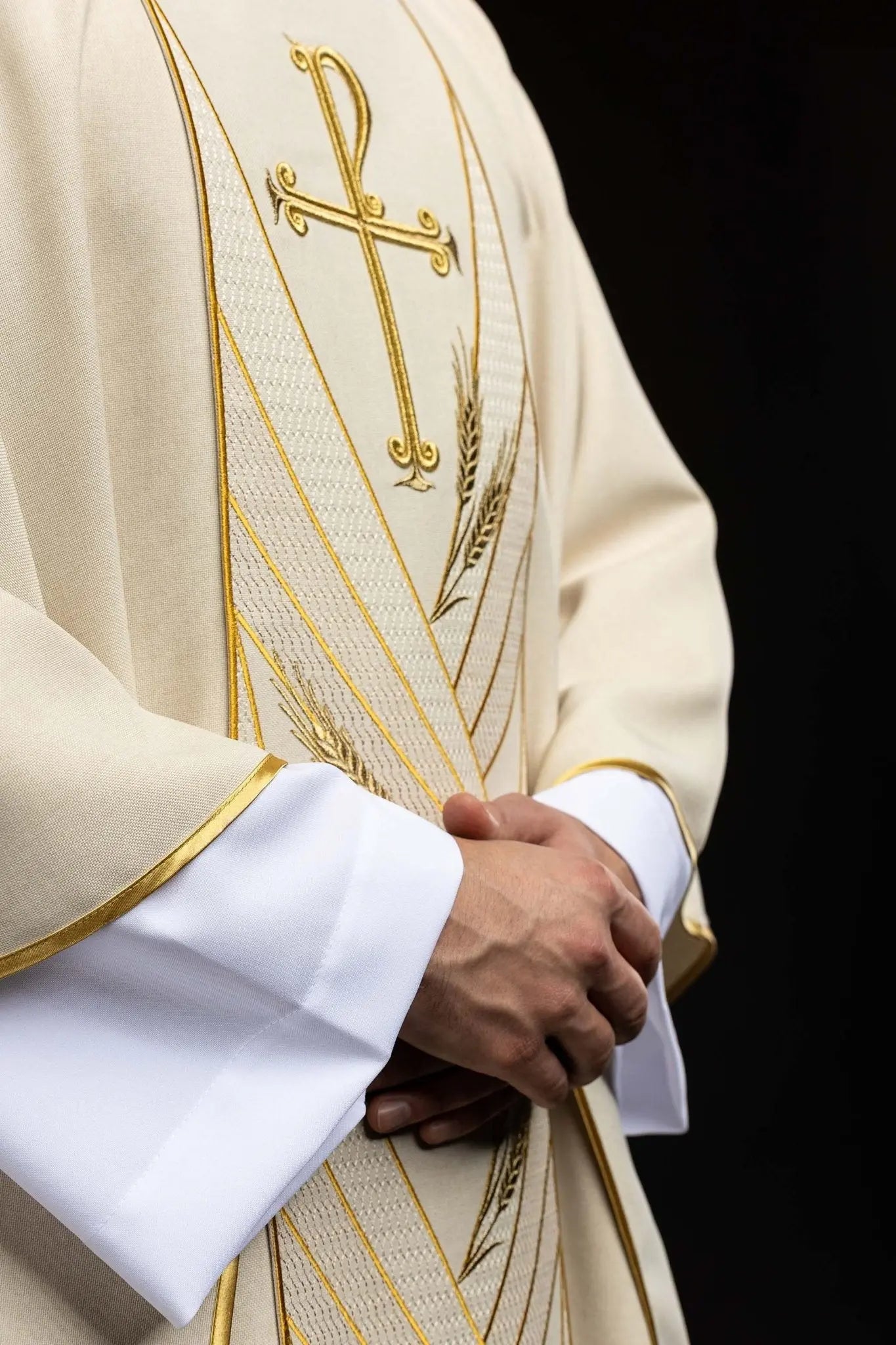 Ecru Chasuble with Embroidered PAX Band