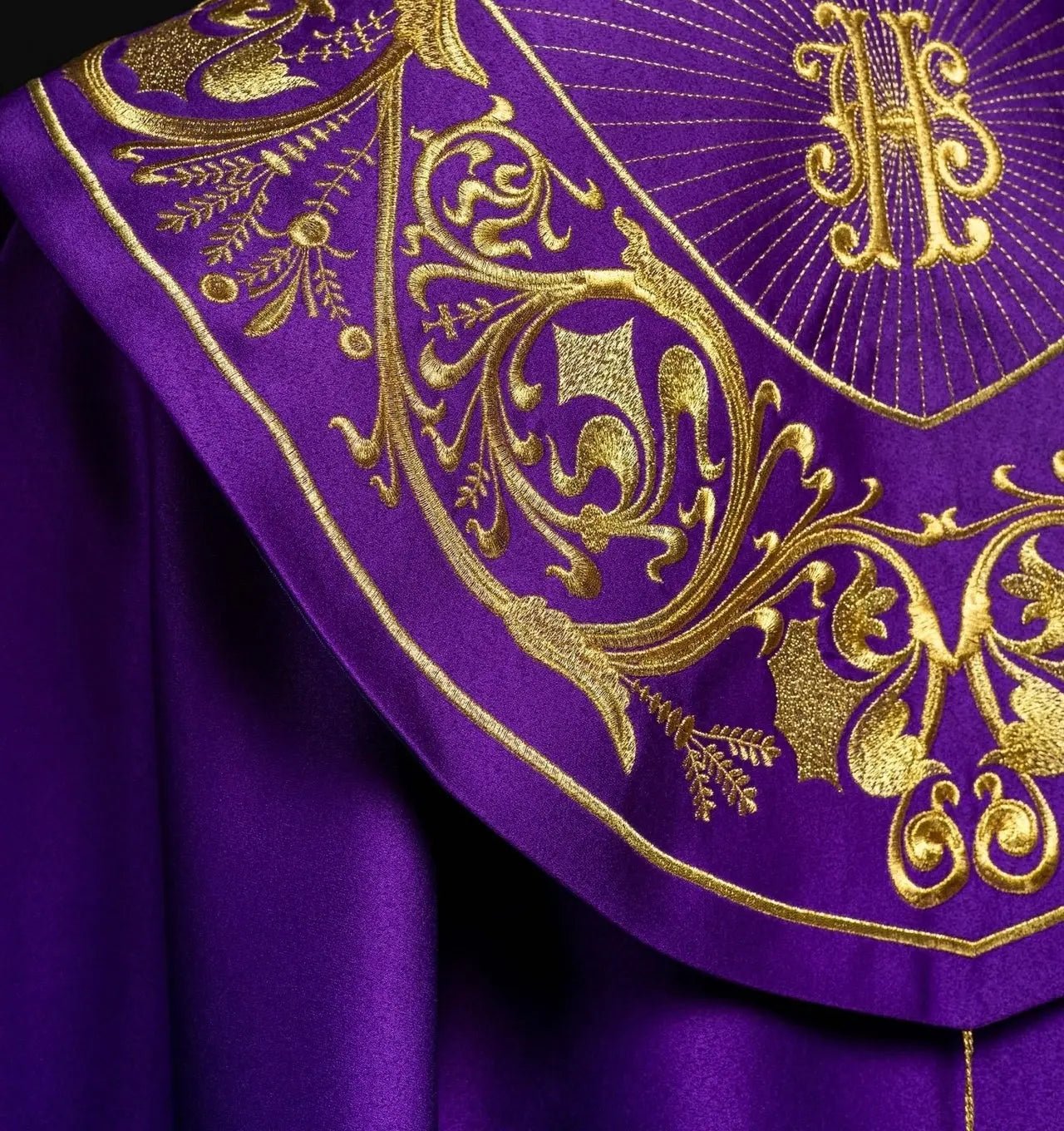 Purple liturgical chapel with gold IHS monogram