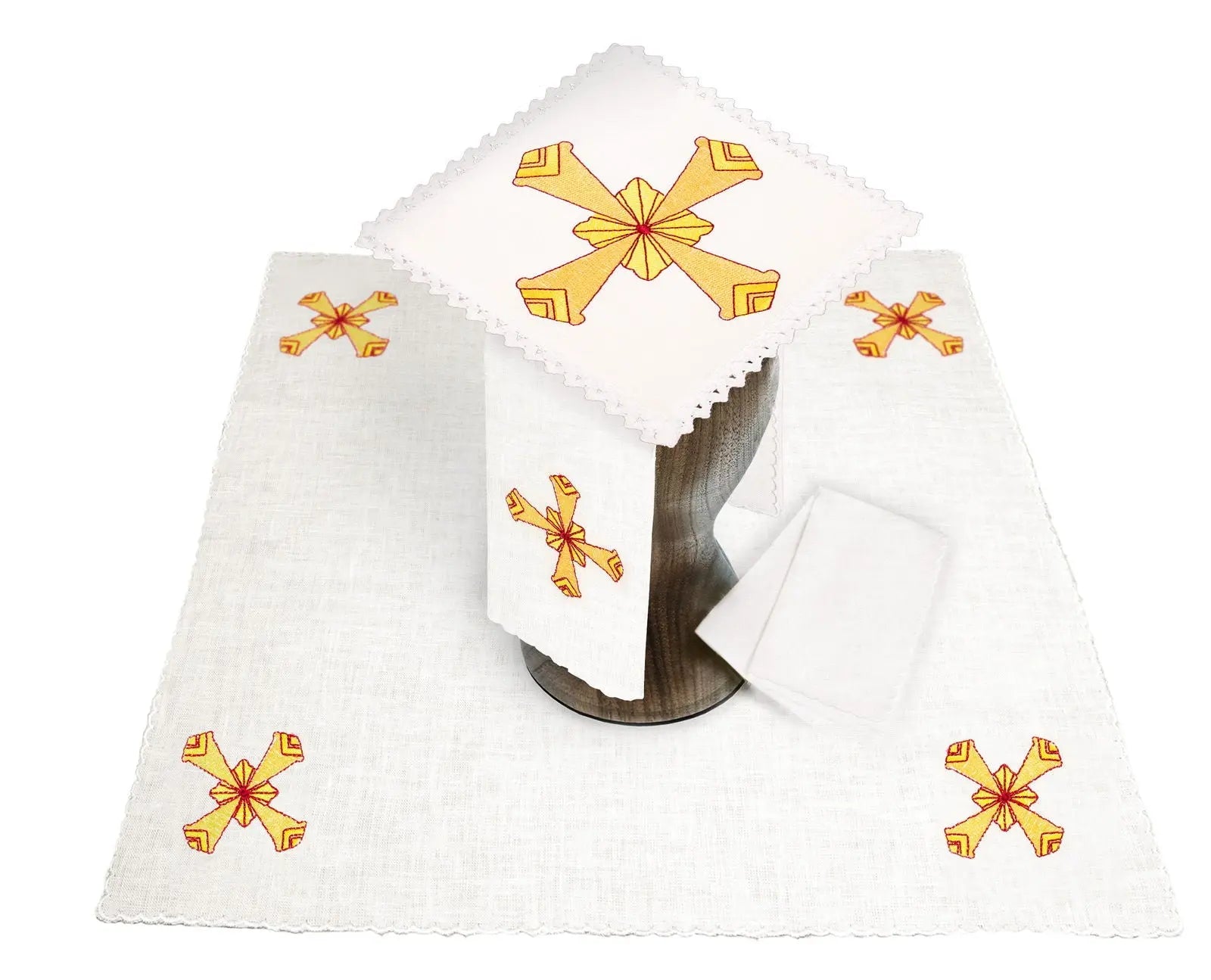 Linen chalice set with eucharistic embroidery cross