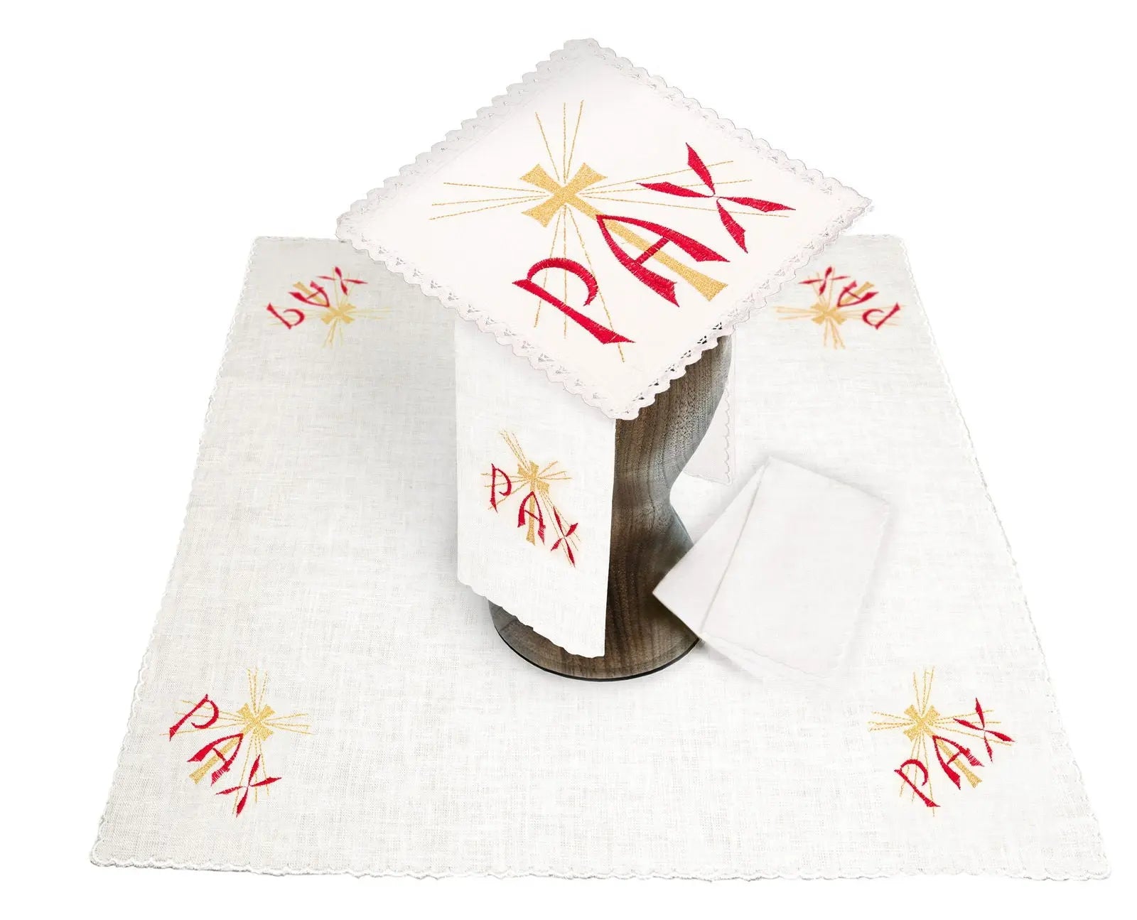 Linen chalice set with eucharistic embroidery PAX