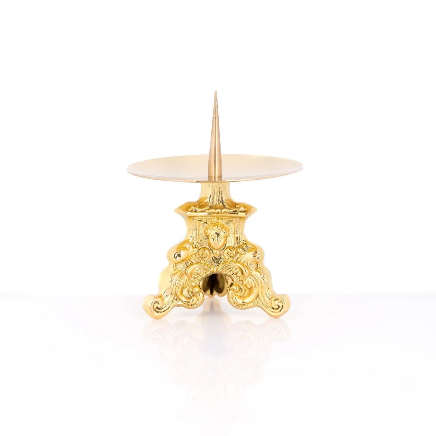 Brass Altar Candlestick with Angel Motif – 8 cm