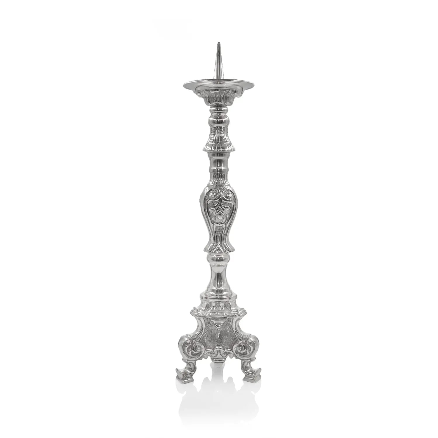 Nickel-Plated Brass Altar Candlestick – 45 cm