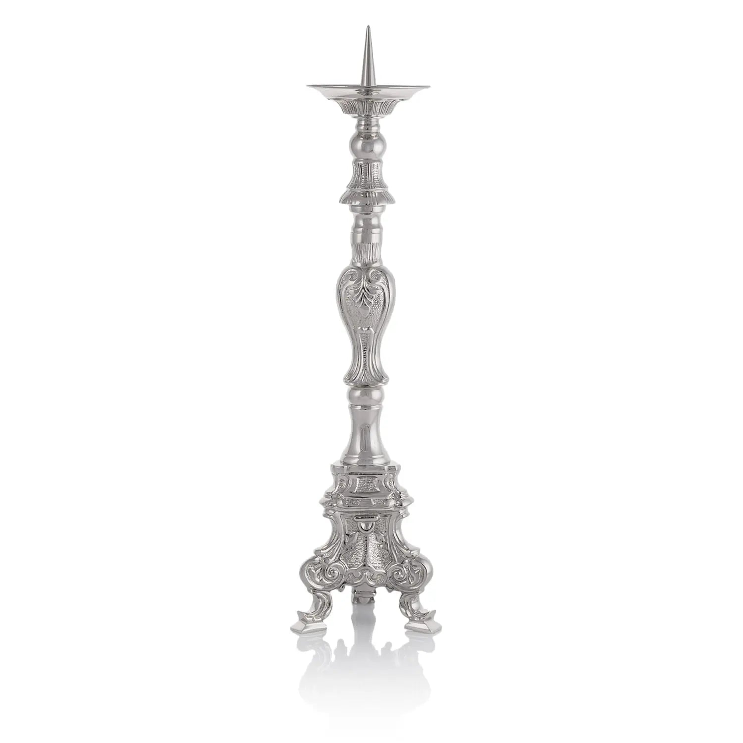 Nickel-Plated Brass Altar Candlestick – 60 cm