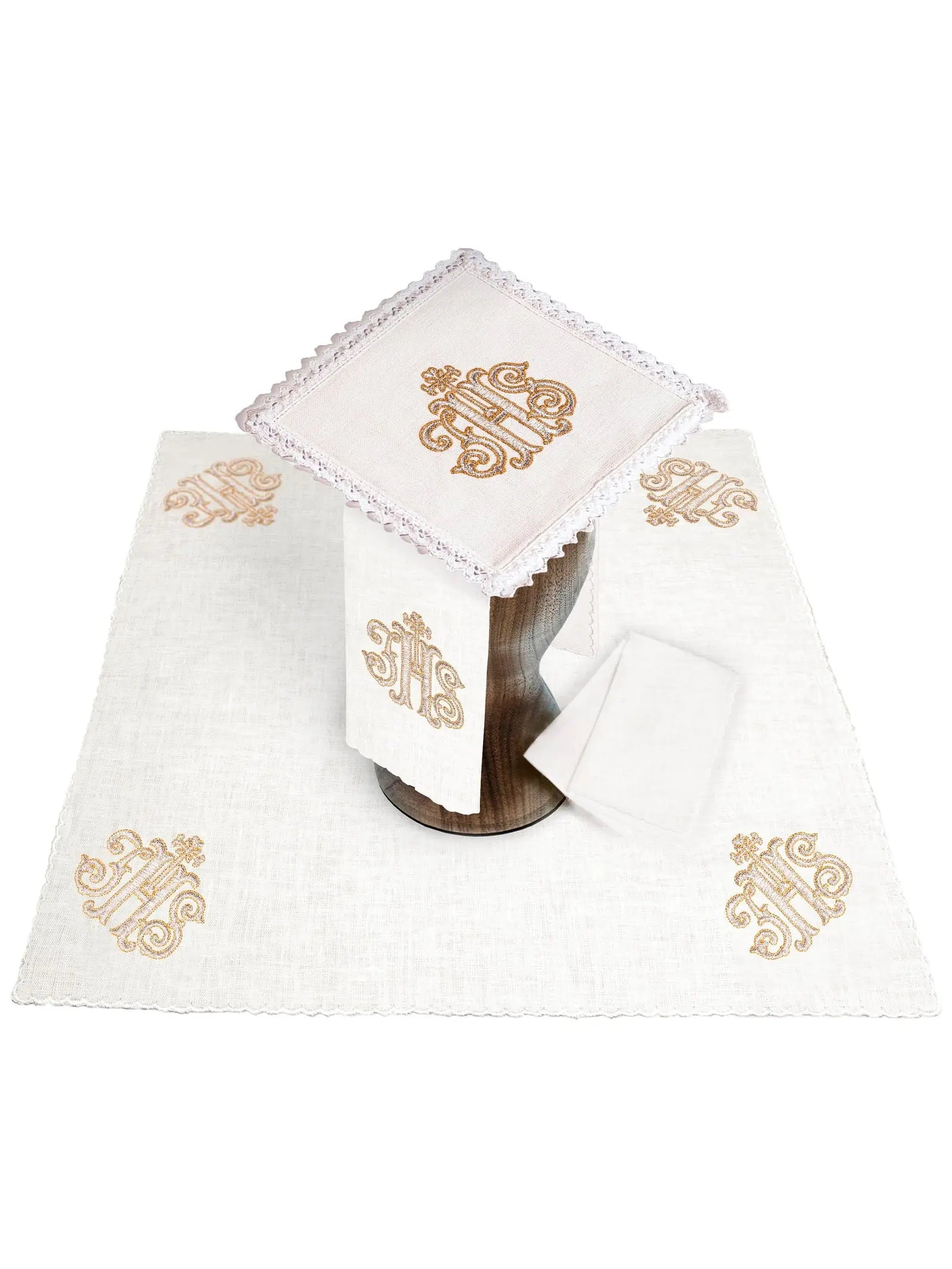 Linen chalice linen with IHS embroidery