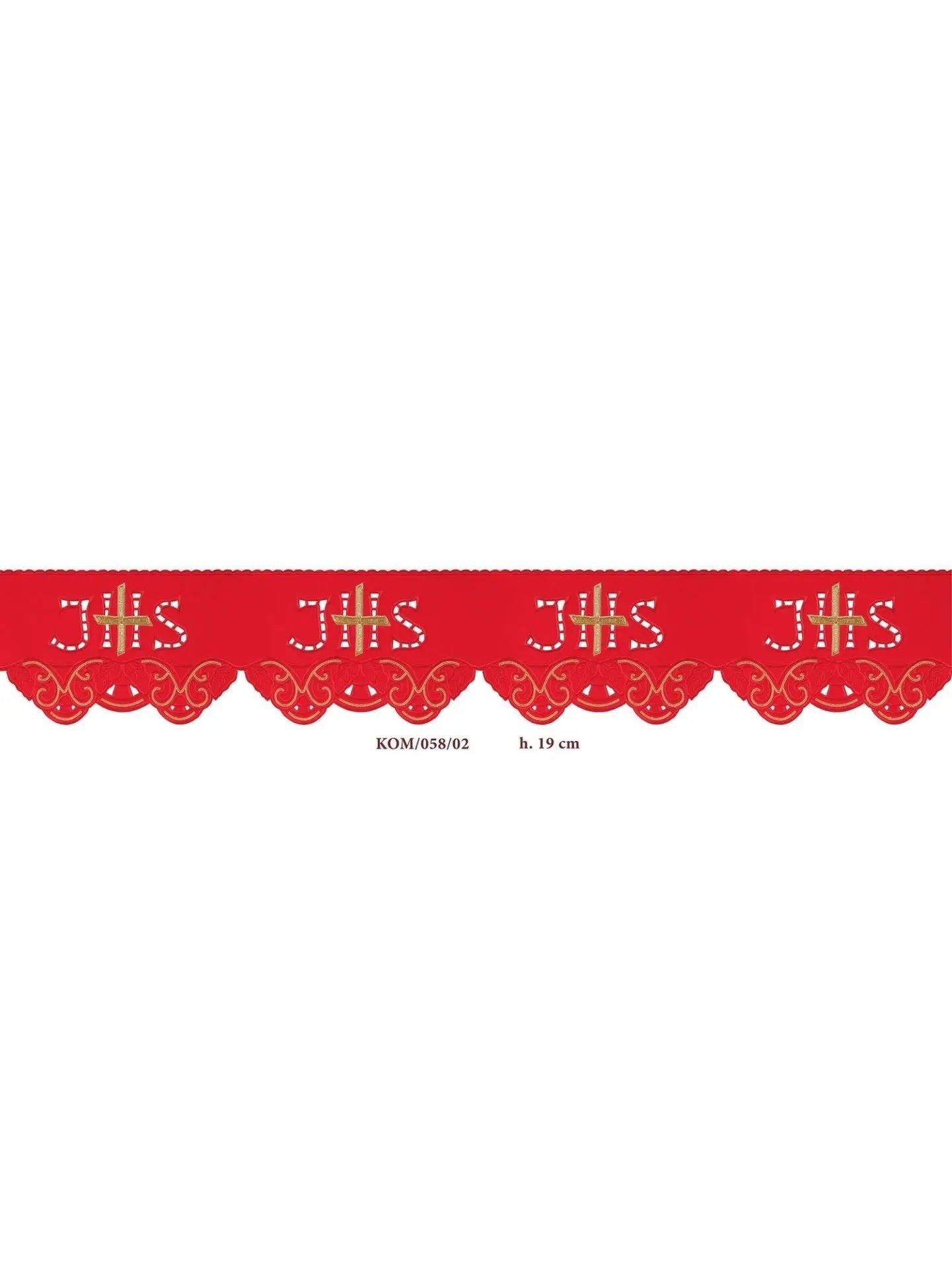Metre with frontal embroidery IHS Cross Red