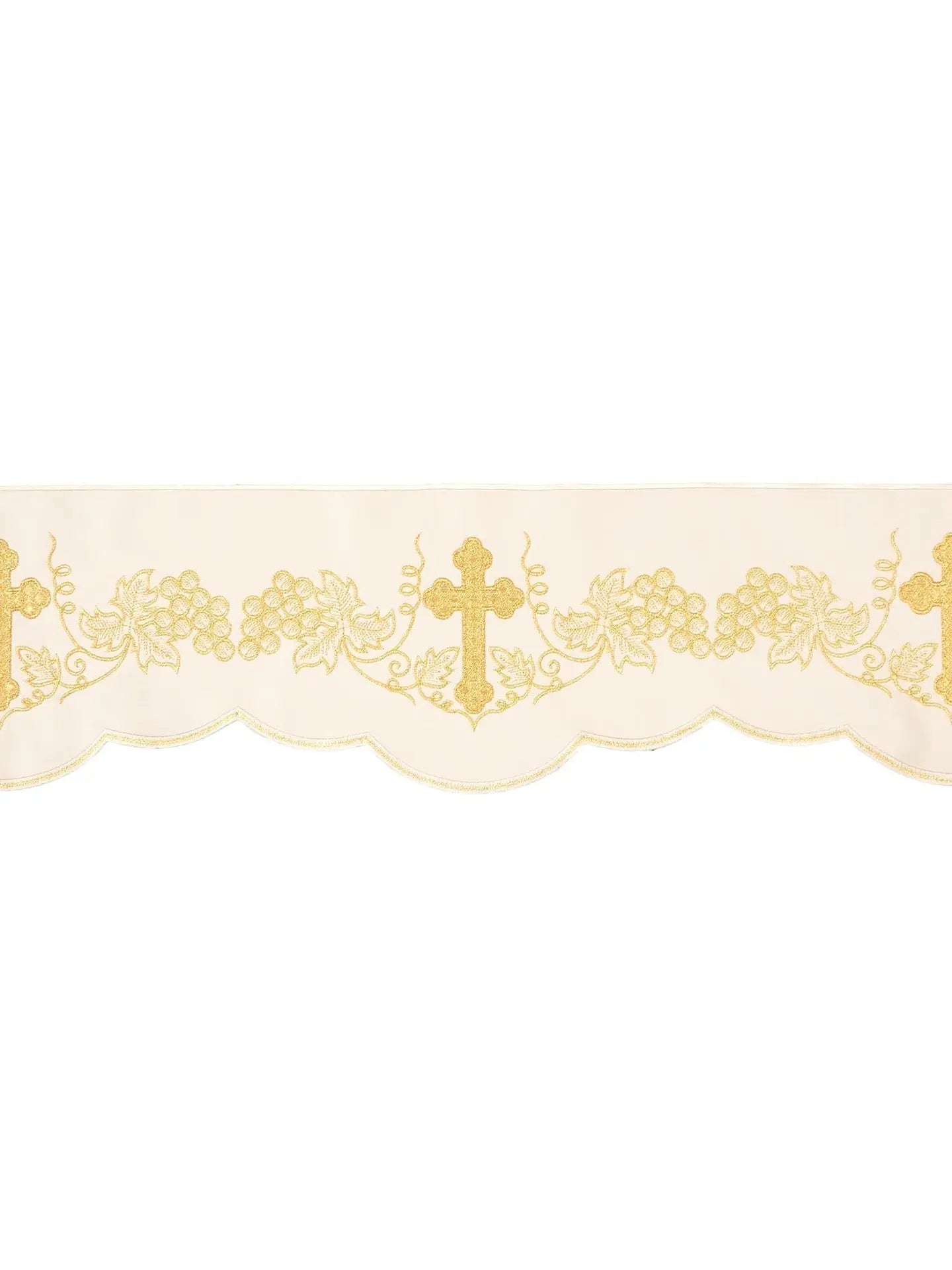 Metre with embroidery front Cross and Grapes ecru