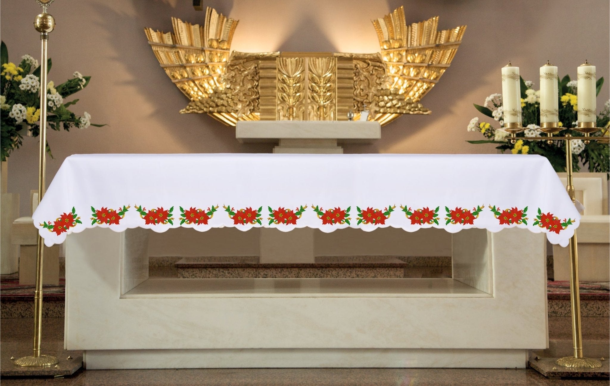 Obrus ołtarzowy z haftem Gwiazdy Betlejemskiej na Boże Narodzenie