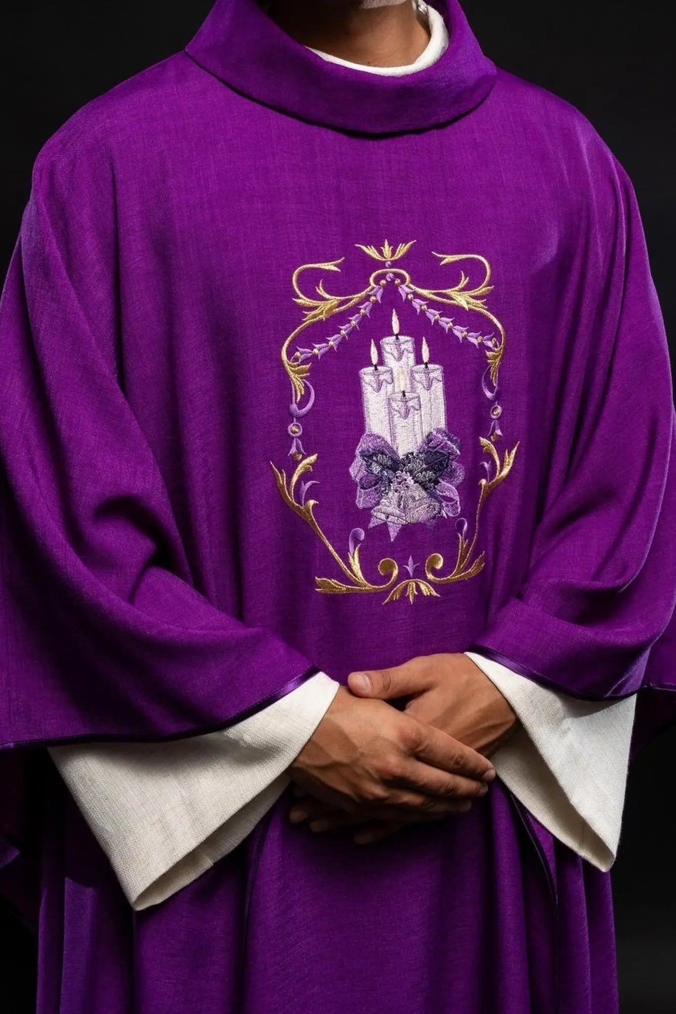 Advent chasuble with candle embroidery