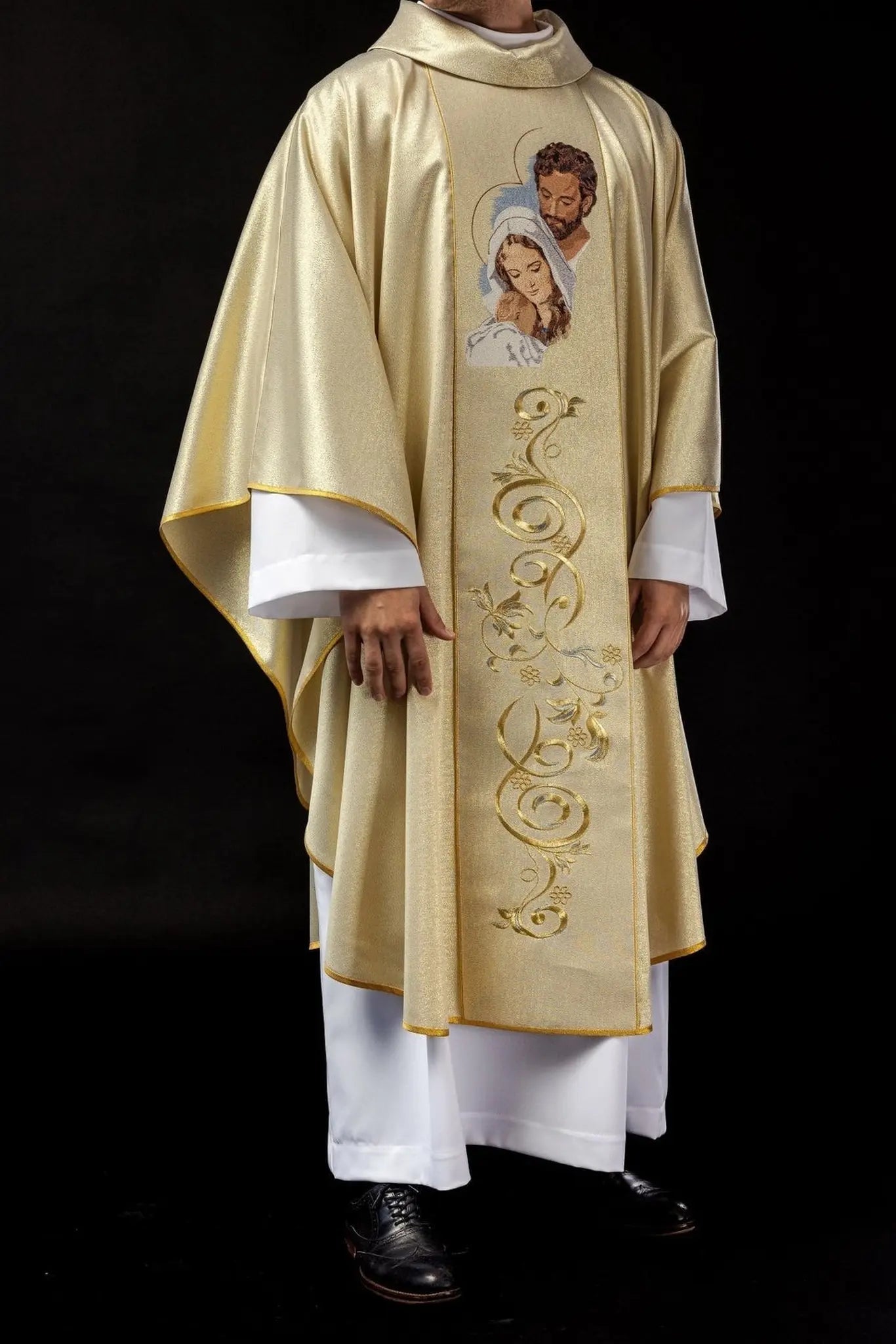 Glittering chasuble with the image of the Holy Family