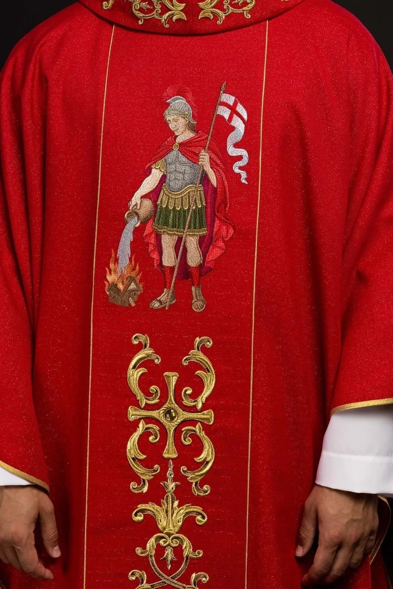 Richly Embroidered Chasuble Featuring Saint Florian