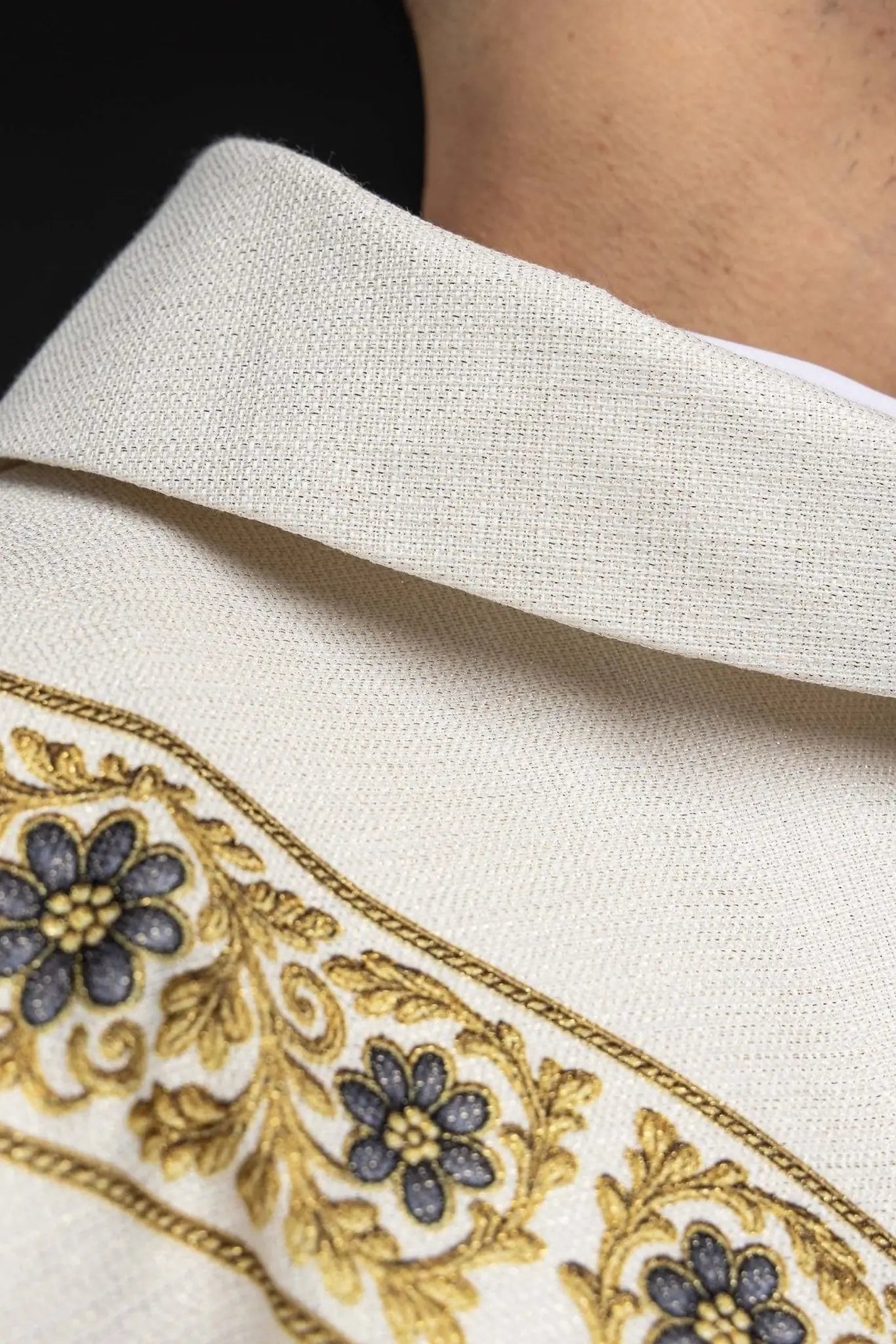 Ecru chasuble with printed image of the Immaculate Conception