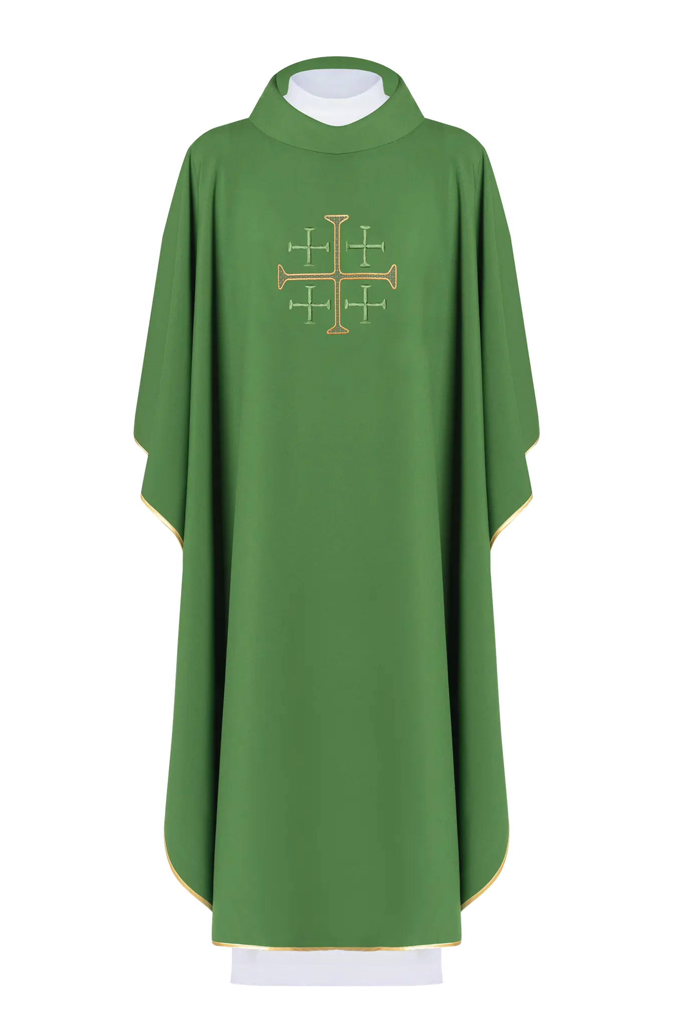 Embroidered chasuble Jerusalem cross Green
