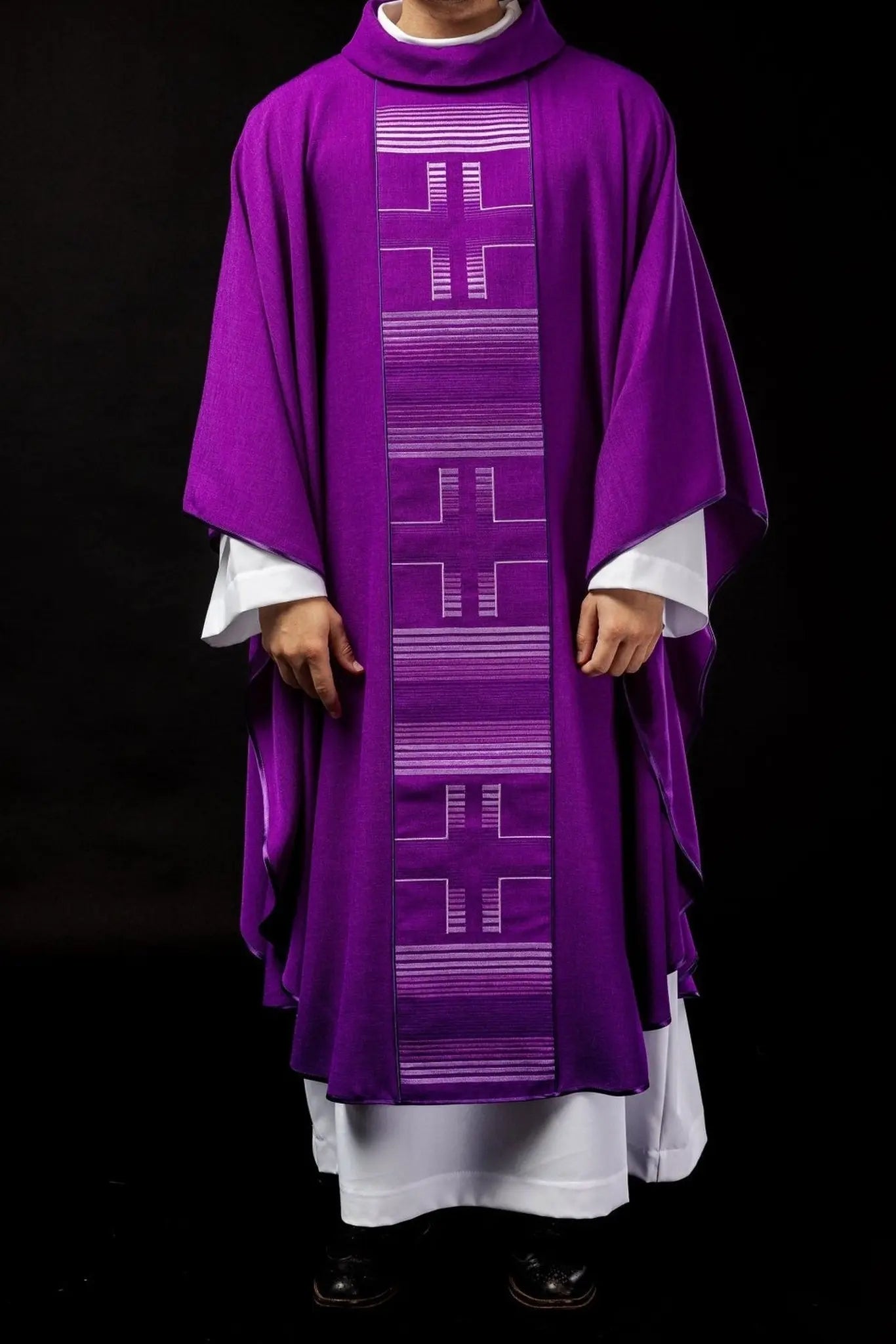 Embroidered chasuble with Crosses in purple