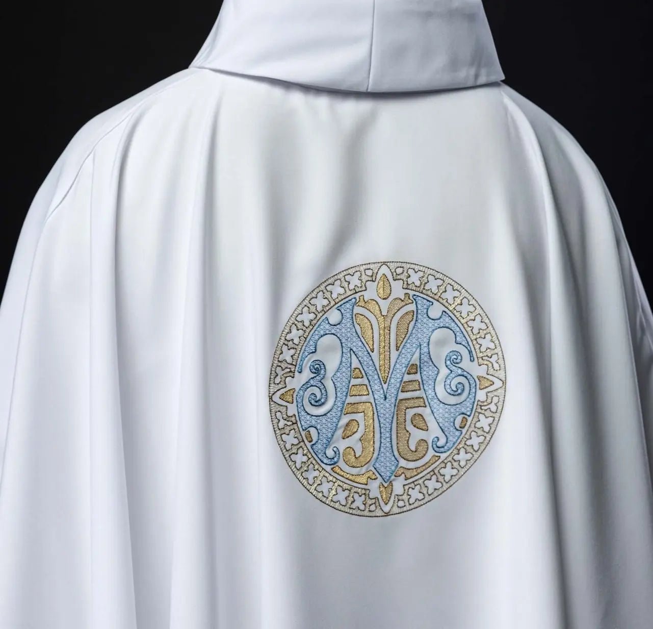 Embroidered Marian Chasuble – White