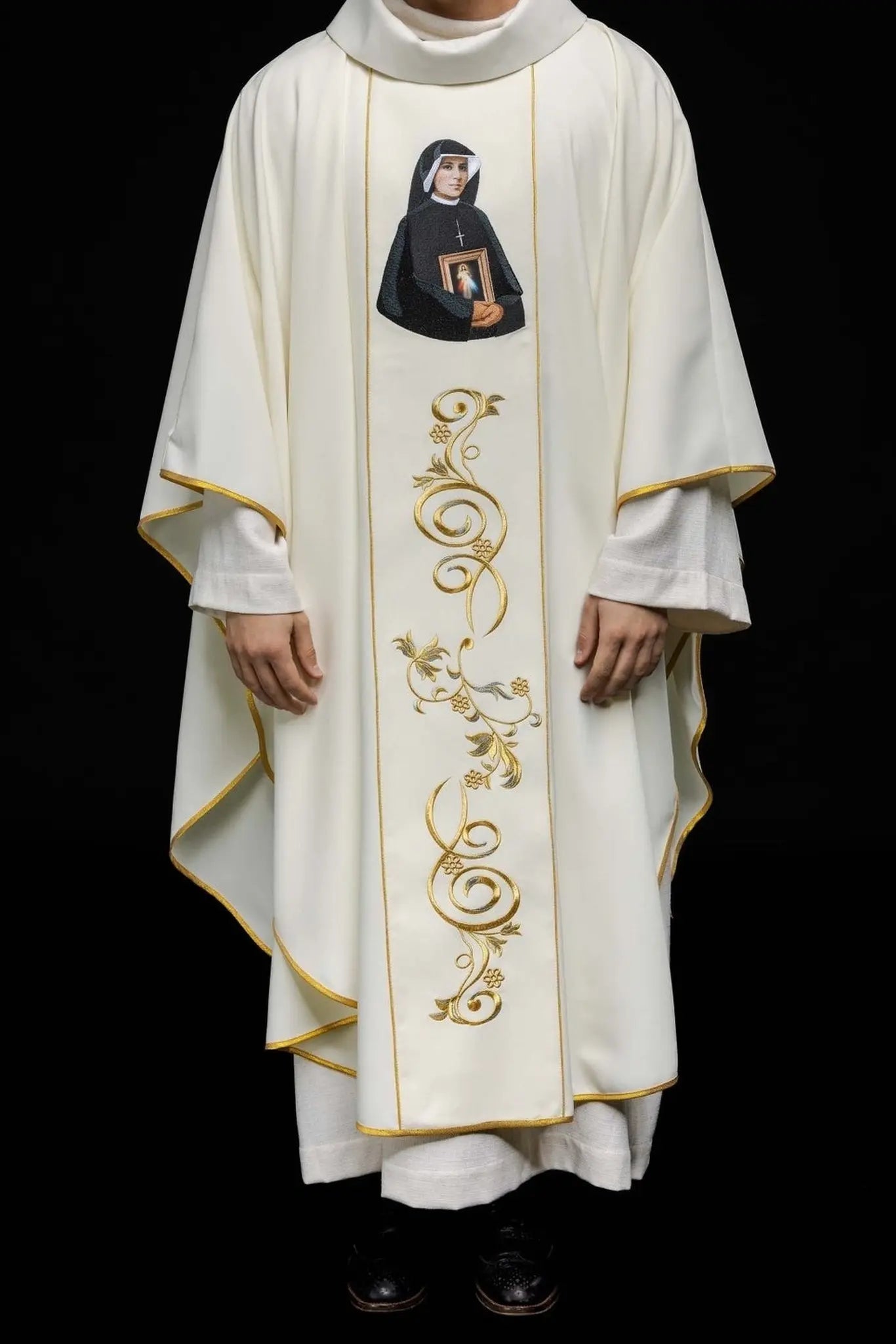 Embroidered Chasuble Featuring the Image of Saint Faustina
