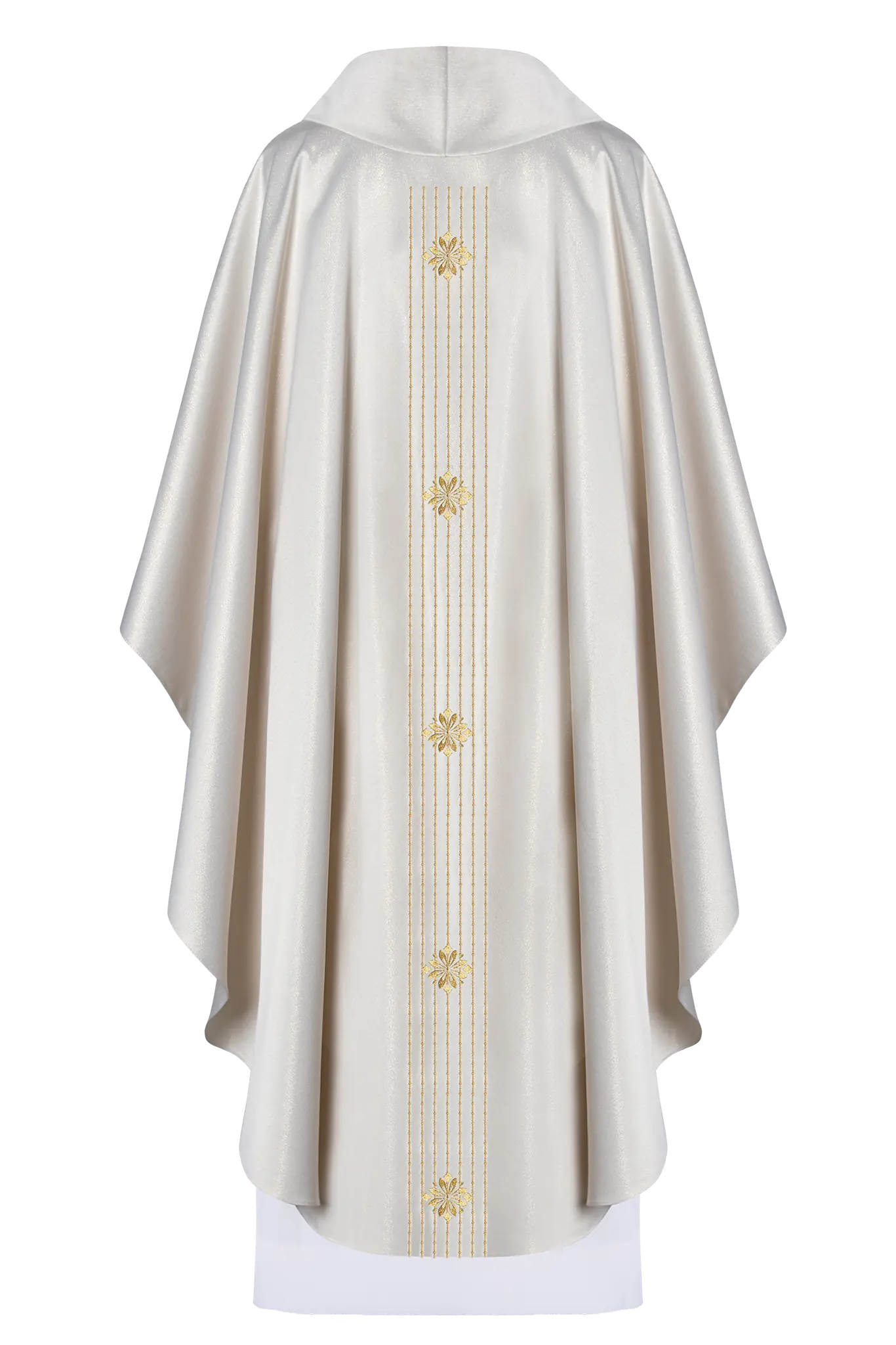 Marian liturgical chasuble in shiny fabric inspired by the rosary