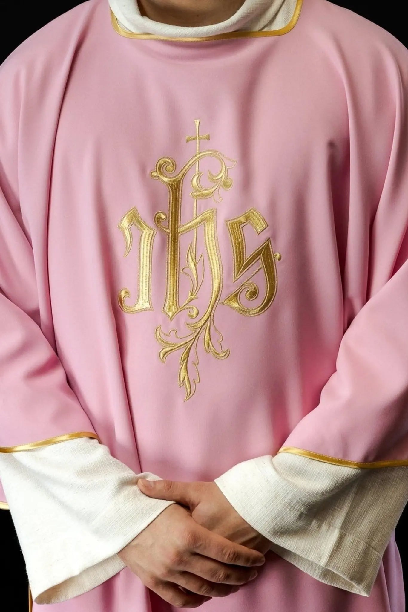 Pink IHS Embroidered Dalmatics