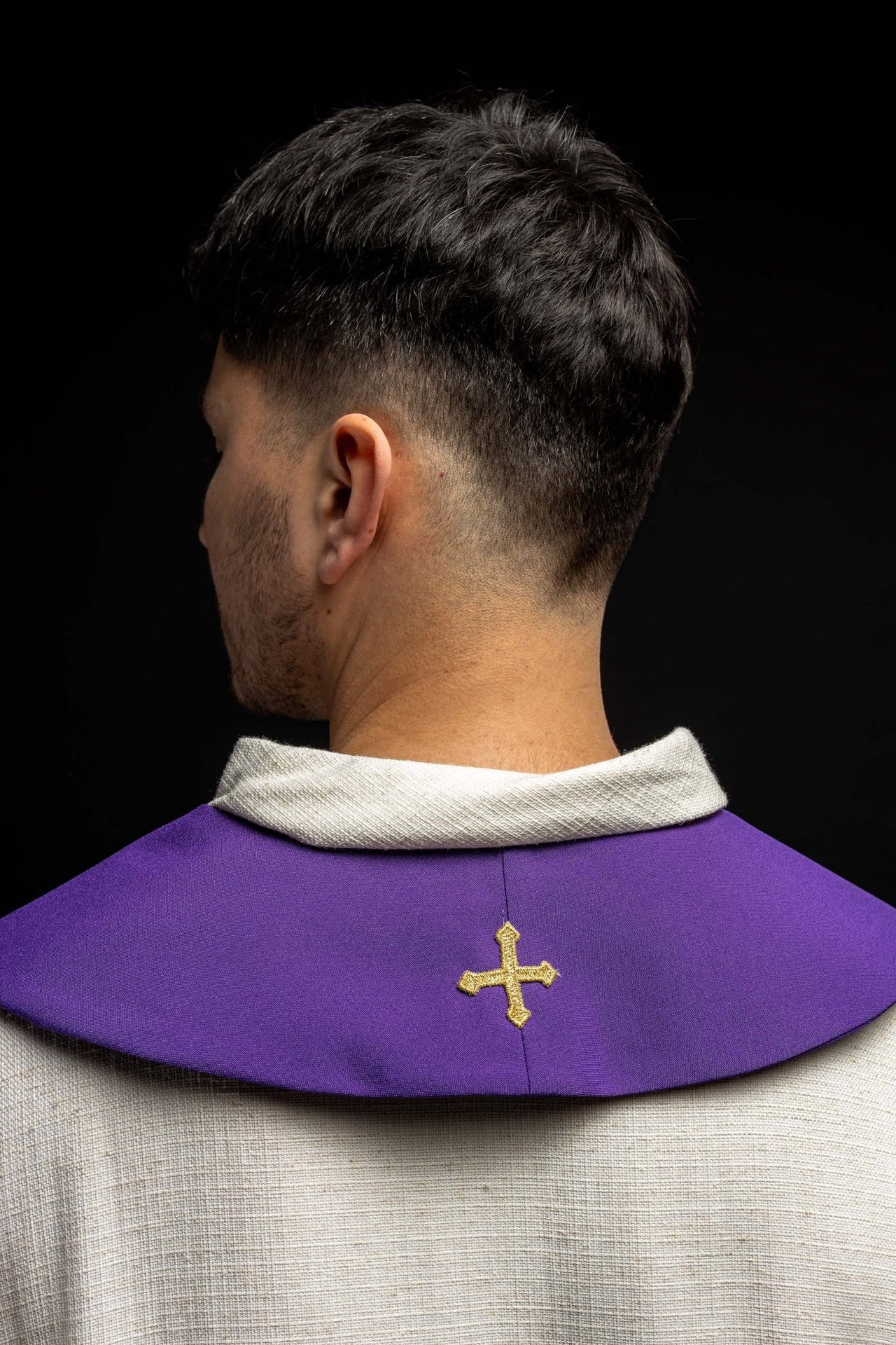 Stuła dwustronna Krzyż Jerozolimski fioletowo - biała