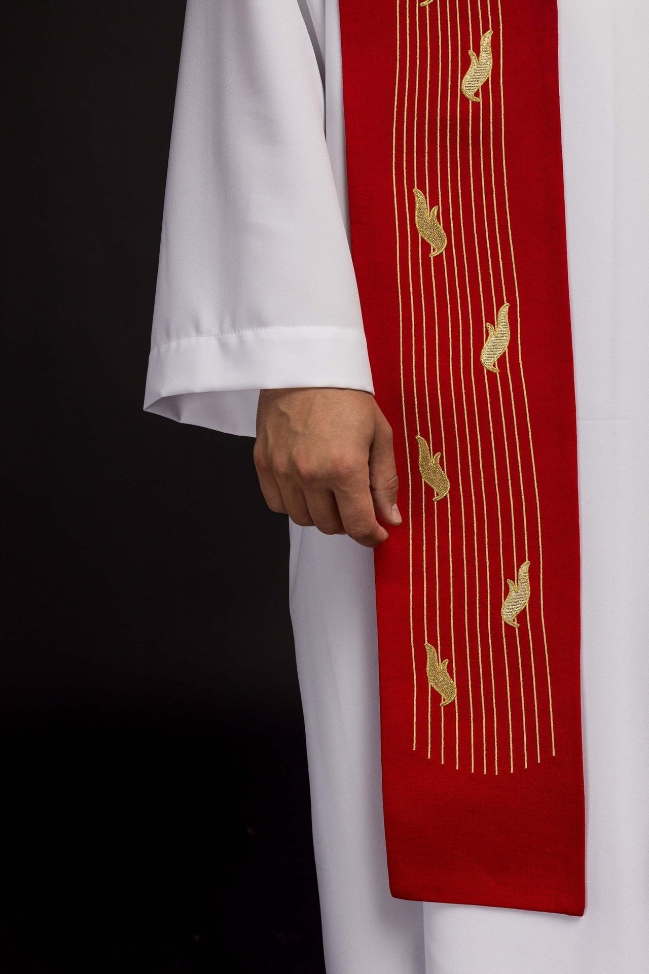 Stuła haftowana Duch Święty Czerwona