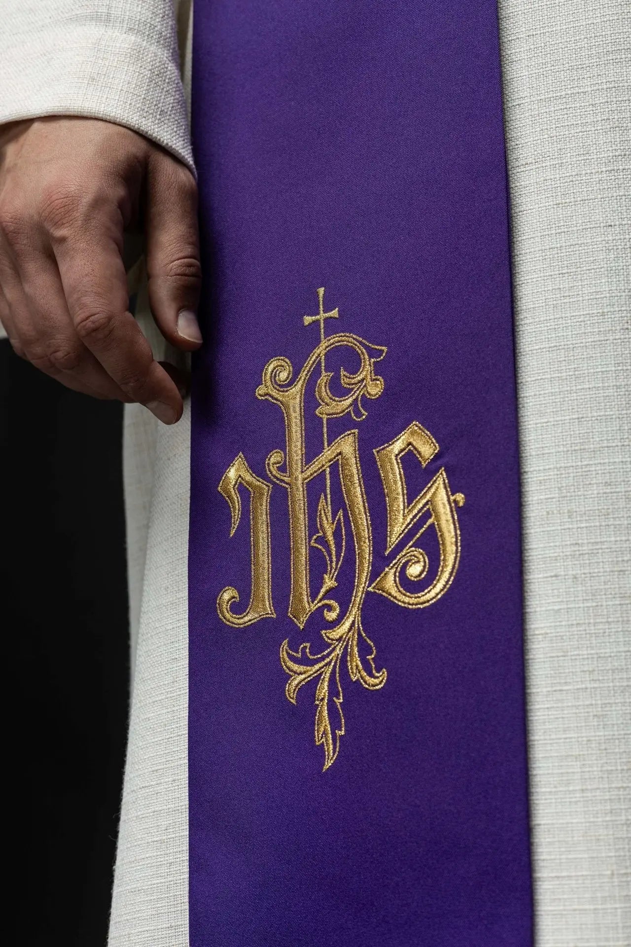 IHS embroidered stole
