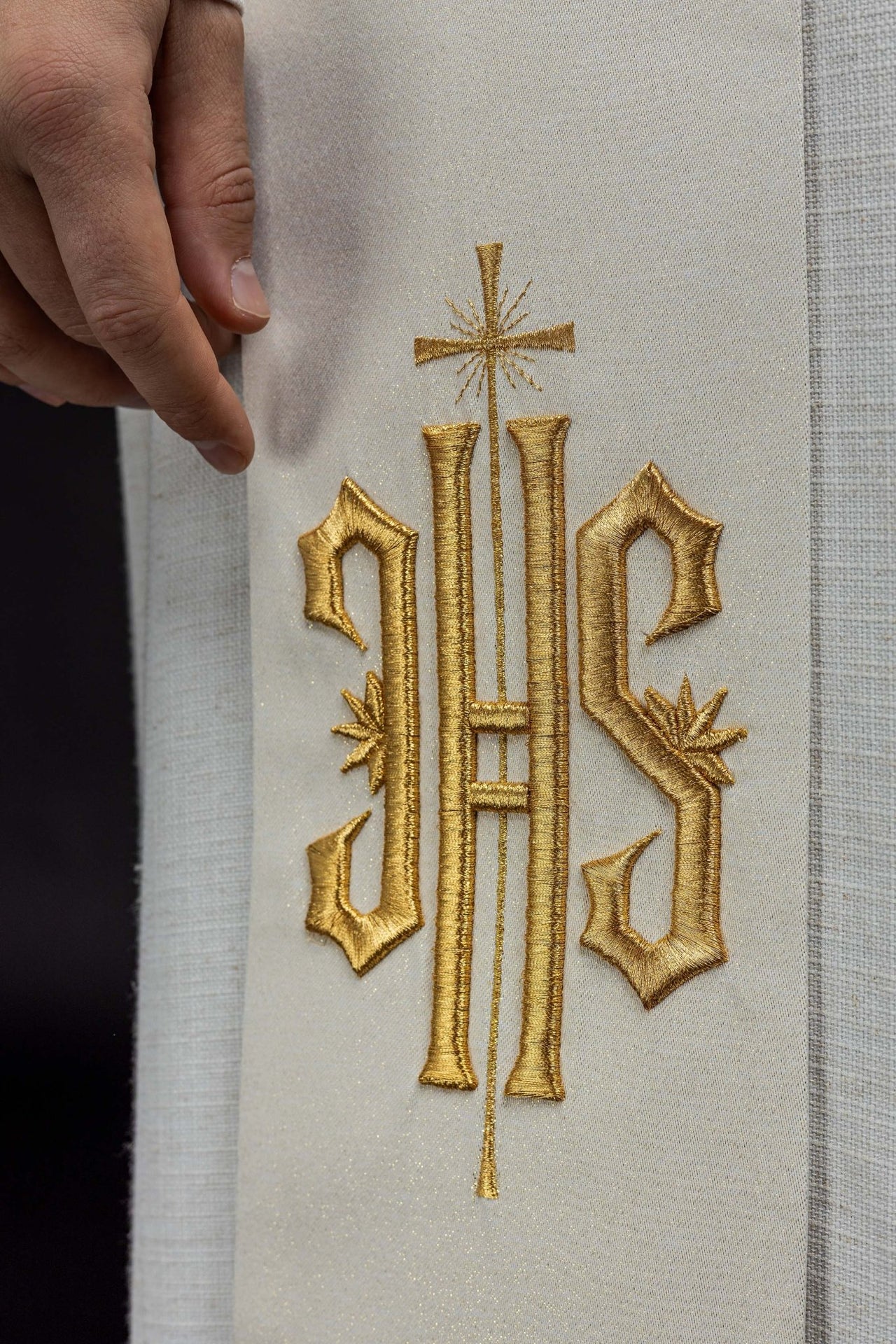 Stuła haftowana z wizerunkiem Świętego Floriana